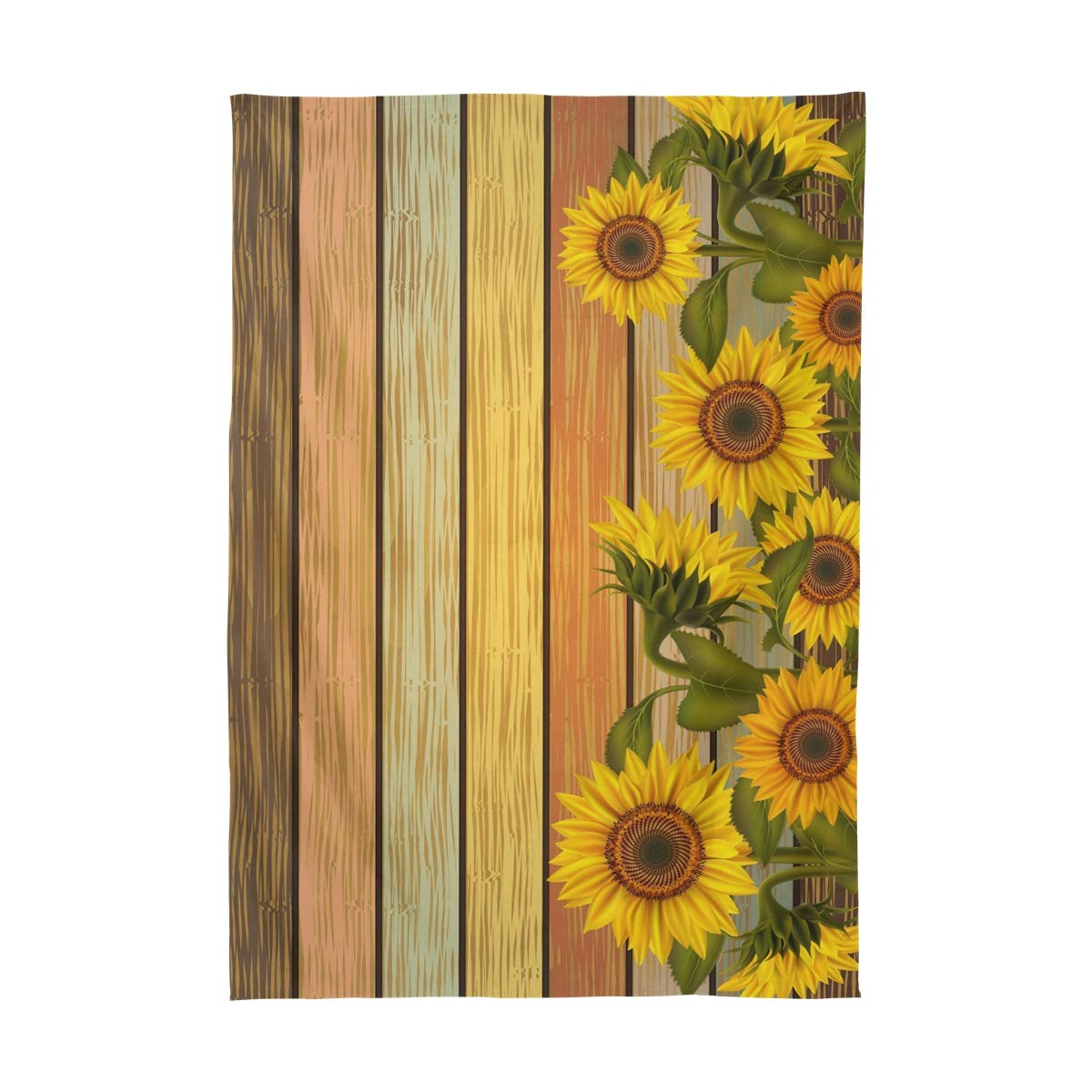 Sunflower Printed Tablecloth - Waterproof Wooden Table Cover for Dining Room & Kitchen Decor - Perfect for Parties, Picnics, and Everyday Use