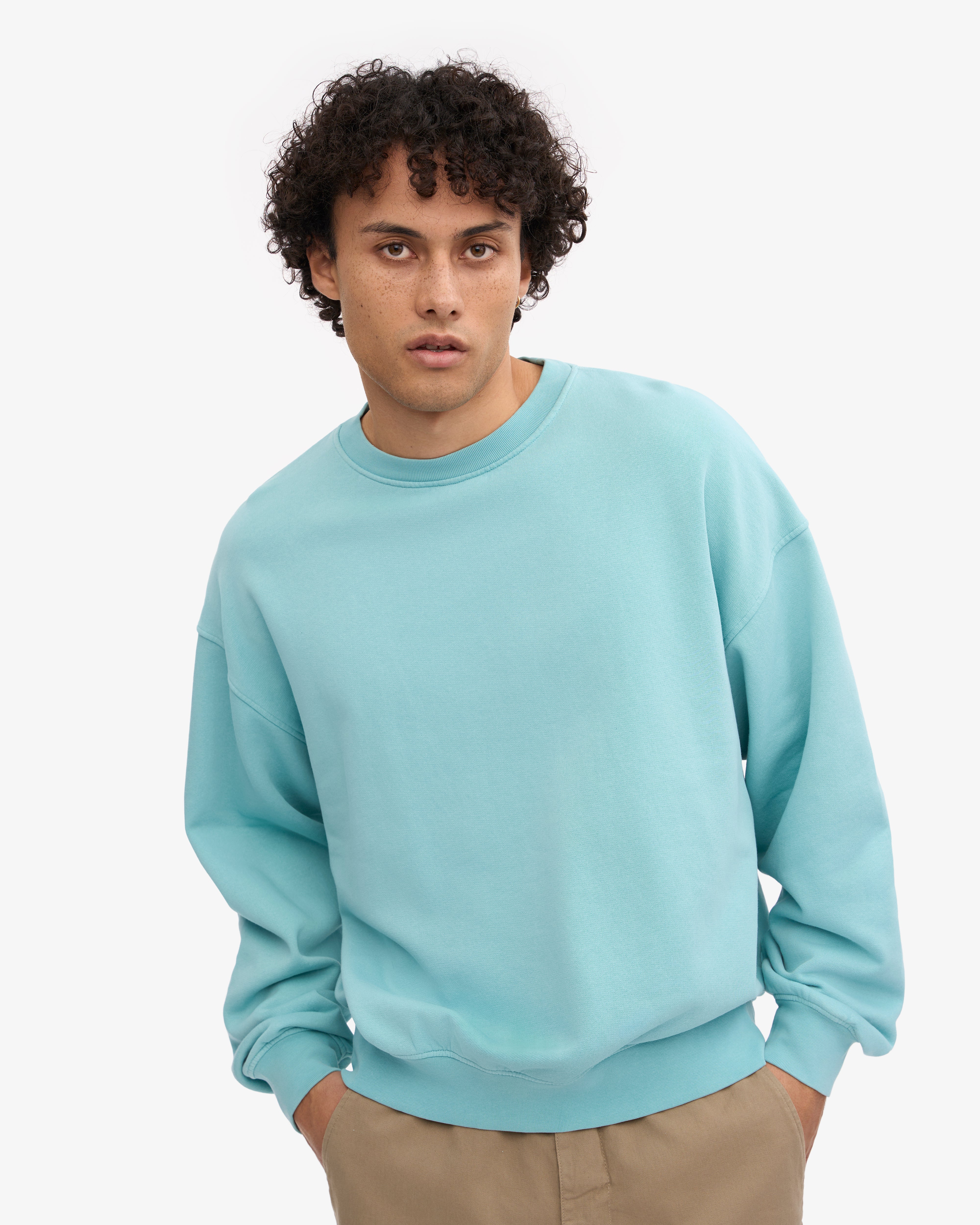Organic Oversized Crewneck Sweatshirt - Soft & Comfortable Teal Blue Pullover for Women & Men | Perfect for Casual Wear, Loungewear & Street Style