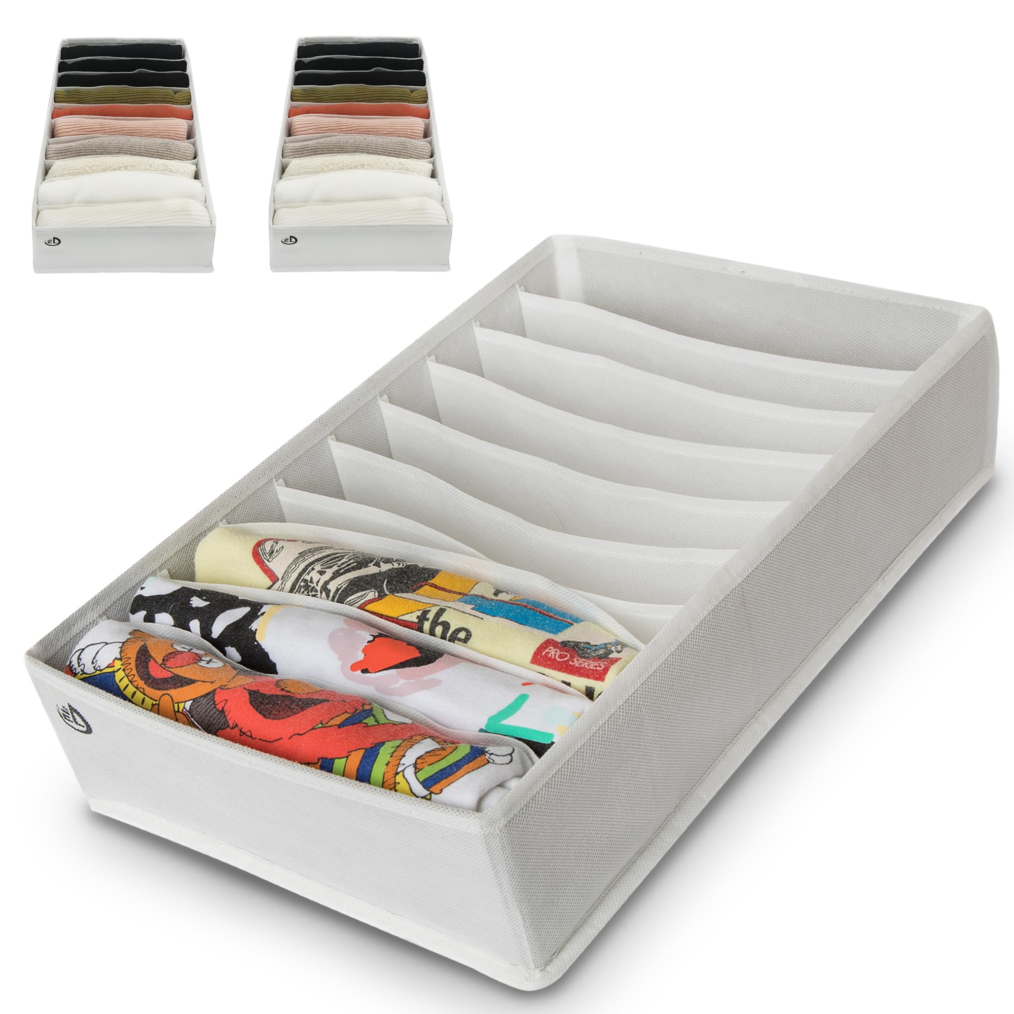 3-Pack Drawer Organizer for Clothes - Foldable Non-Woven Storage for T-Shirts, Leggings & Activewear - Perfect for Dresser & Closet Organization