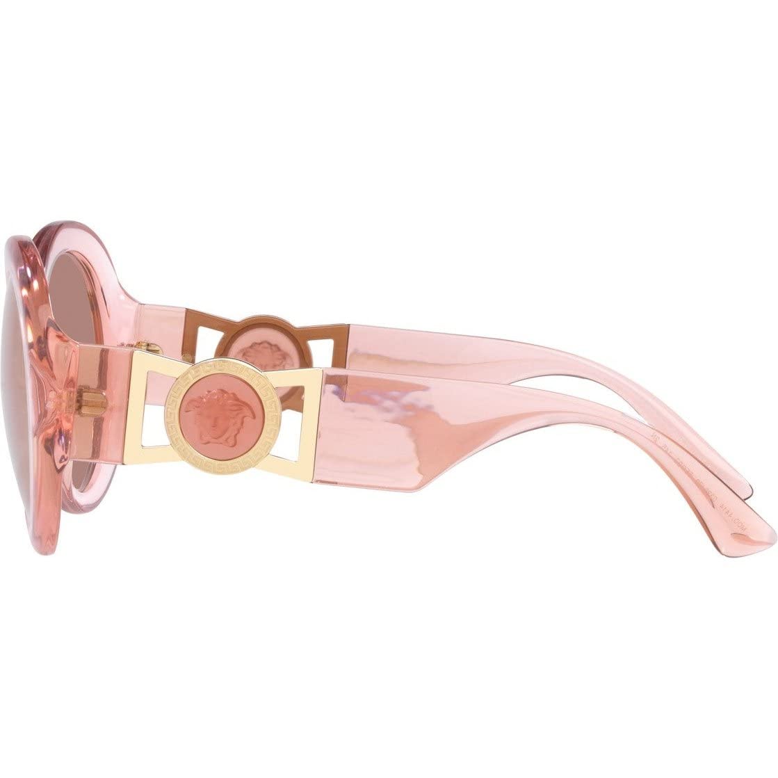 Versace Women's Sunglasses - Transparent Pink Frame with Light Brown Lenses (55MM) | Luxury Designer Shades for Women | Perfect for Beach, Driving & Outdoor Fashion
