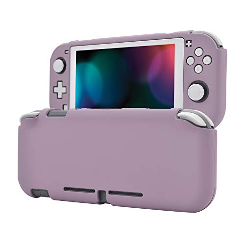 eXtremeRate PlayVital Custom Protective Grip Case for Nintendo Switch Lite - Dark Grayish Violet Hard Cover with Tempered Glass Screen Protector | Enhanced Gaming Comfort & Protection for Travel & Home Play