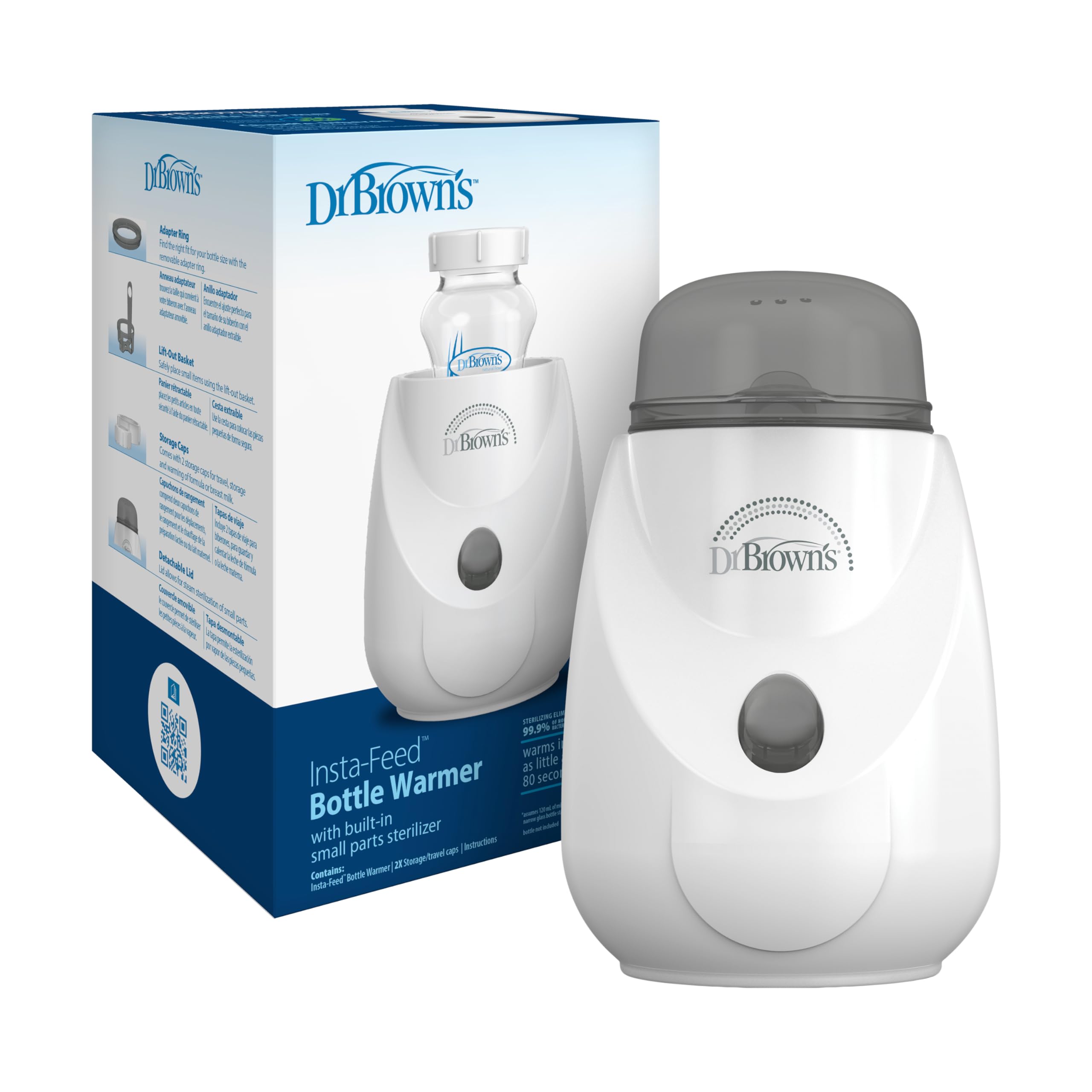 Dr. Brown's Insta-Feed Baby Bottle Warmer & Sterilizer - Fast Heating for Bottles & Food Jars - Perfect for Night Feedings & Travel - BPA-Free Baby Essentials