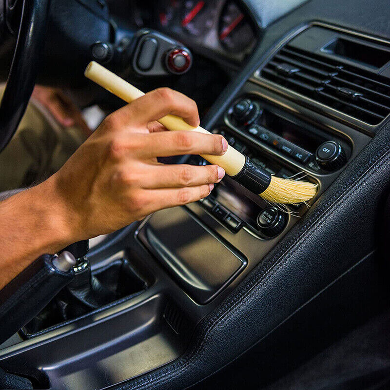 Premium Boar Hair Detailing Brush with Protective Rubber Ferrule - 2 Pack - Perfect for Car Detailing, Motorcycle Cleaning & Home Dusting