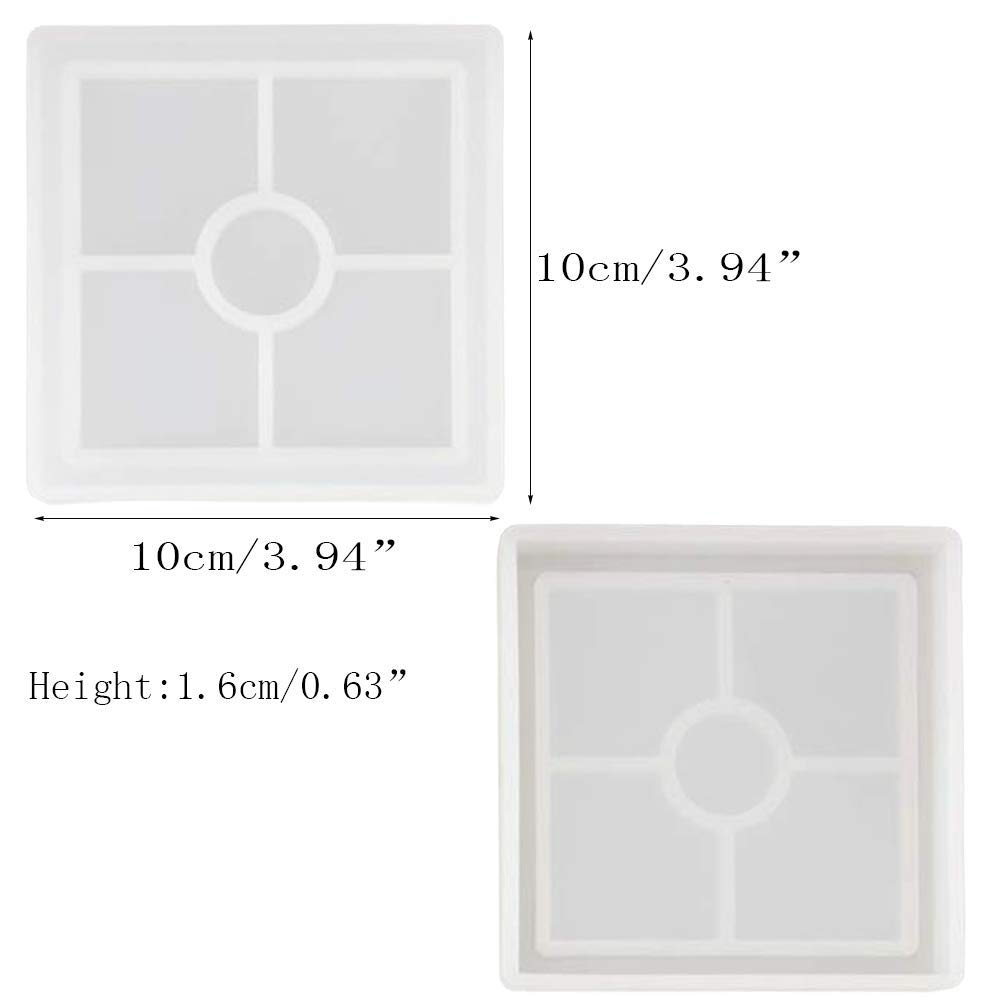 4 Pack DIY Silicone Coaster Molds - Square Epoxy Casting Molds for Resin, Concrete & Cement - Perfect for Home Decor, Craft Projects & DIY Gifts (6x6 Inches)