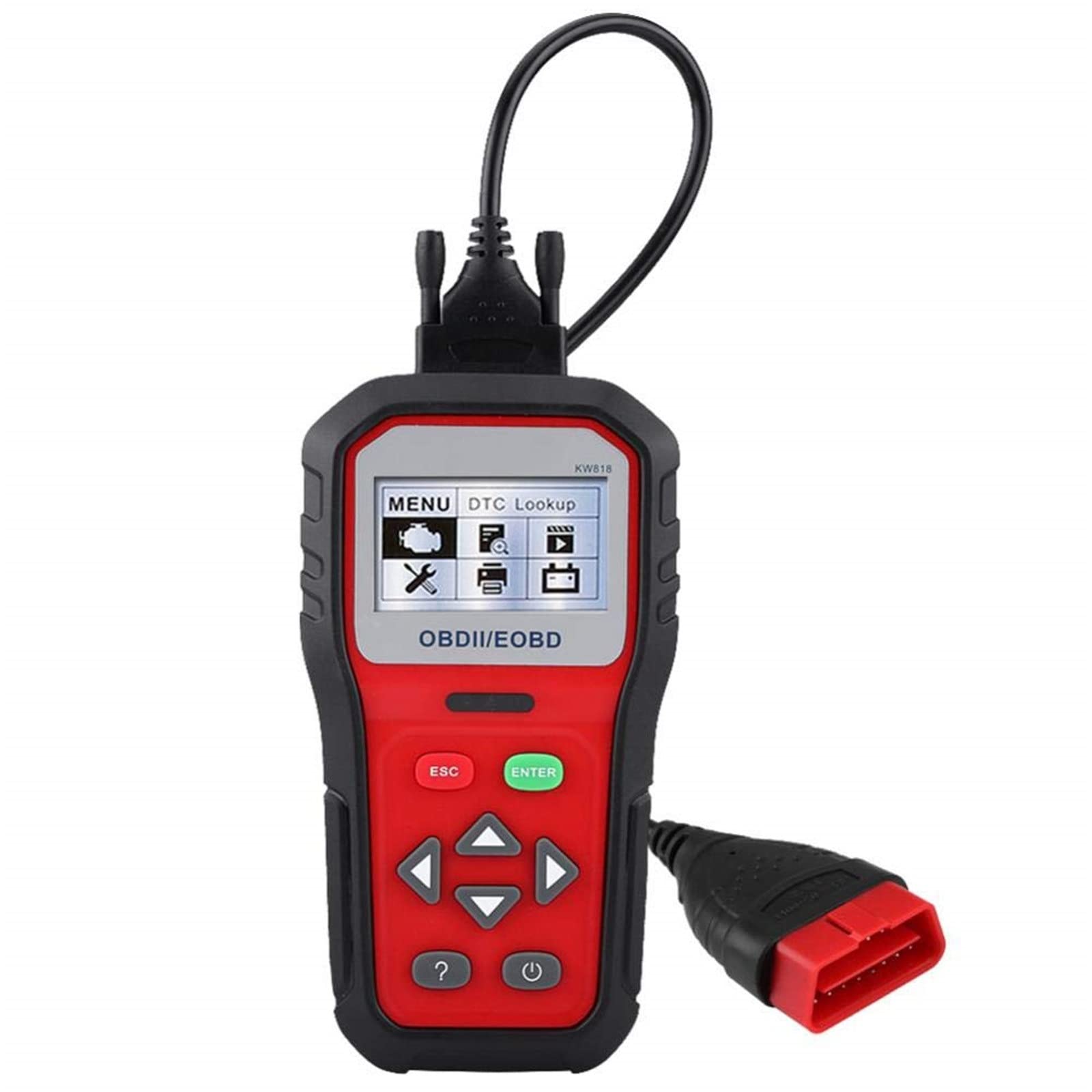 KW818 OBD2 Scanner - Full Function Auto Diagnostic Tool for Car, Truck & SUV - Read & Clear Fault Codes, Check Engine Light - Professional OBDII EOBD Code Reader for Home & Mechanic Use
