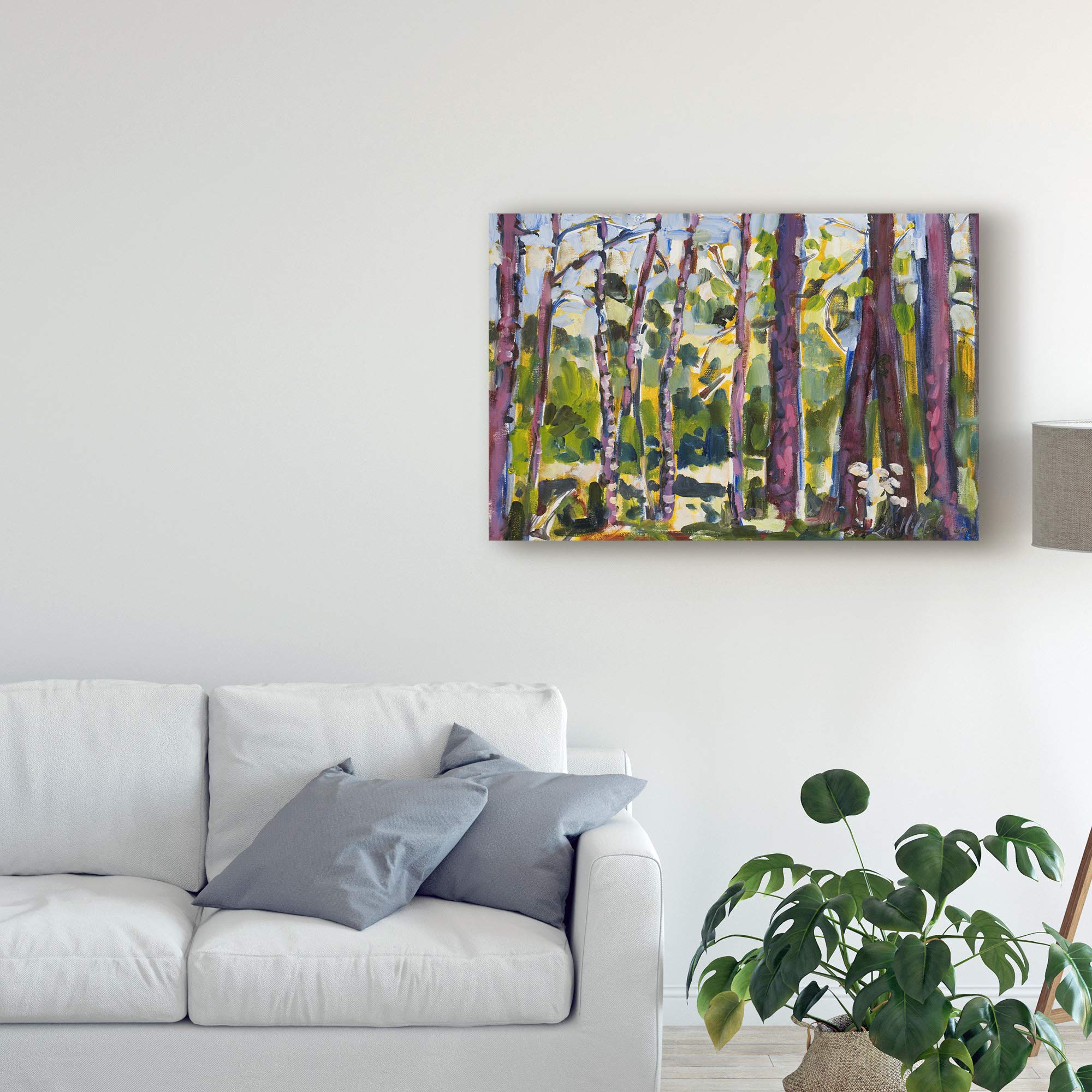 Trademark Fine Art Brushy Tree Line II by Erin McGee Ferrell - 16x24 Inch Canvas Wall Art - Nature Landscape Painting for Living Room, Bedroom & Office Decor