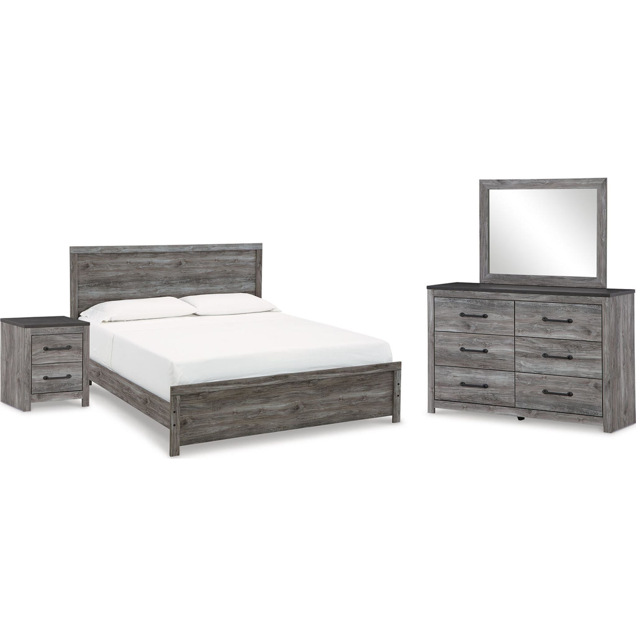 Bronyan 6-Piece Panel Bedroom Set - Queen Size Bed Frame, Nightstand & Dresser - Modern Wooden Furniture for Master Bedroom Decor & Guest Room Setup