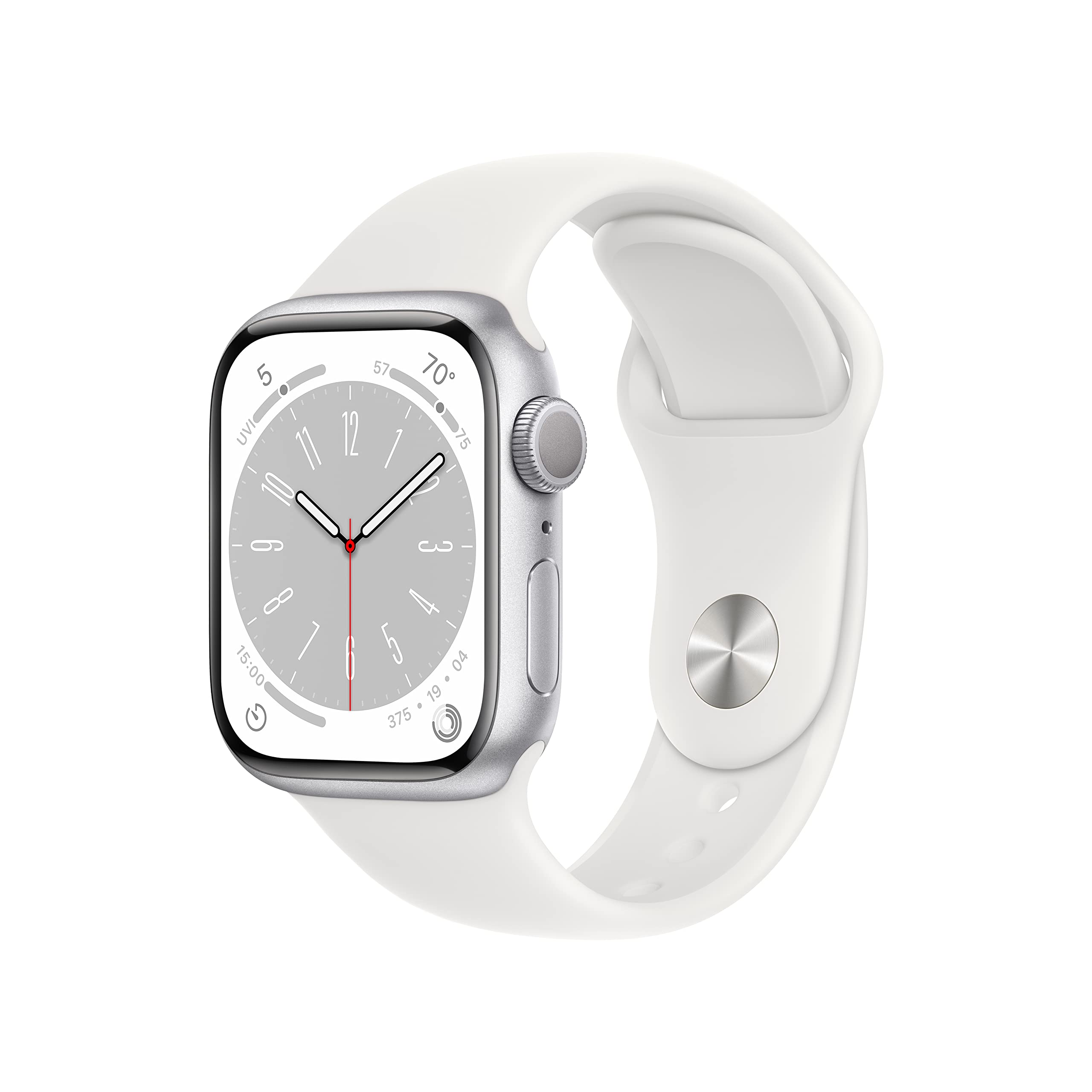 Apple Watch Series 8 (41mm, GPS) - Silver Aluminum Case with White Sport Band | Renewed Premium Smartwatch for Fitness Tracking & Notifications | Perfect for Running, Workouts & Daily Wear