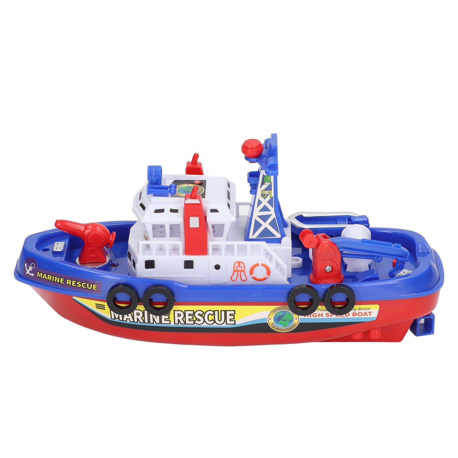 Electric Fire Boat Bathtub Toy for Kids - Water Spraying, Music & Lights, Safe Rounded Edges - STEM Educational Bath Toy for Boys & Girls | Perfect for Bathtime Fun & Early Learning Play