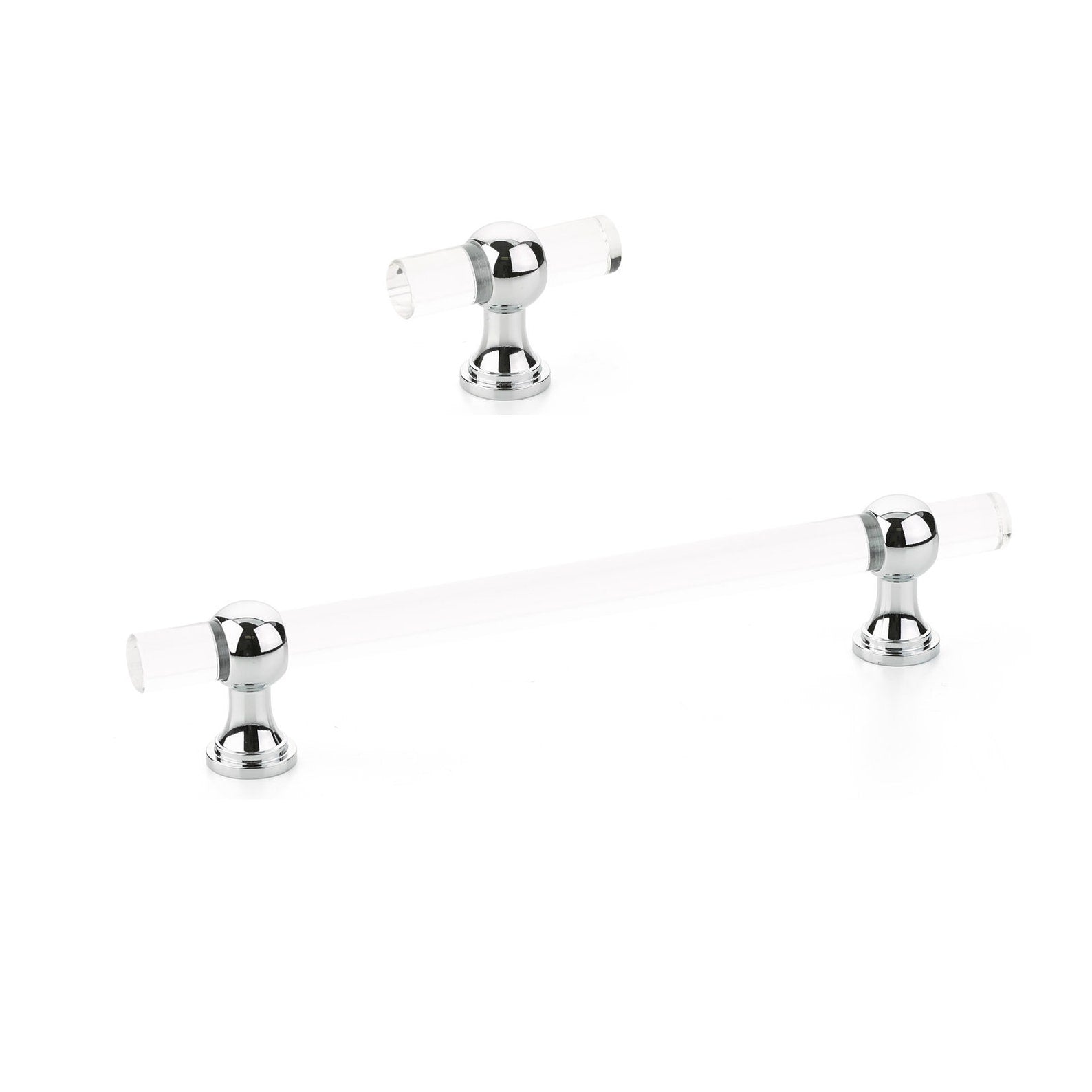 Lucite and Polished Chrome Cabinet Knobs & Drawer Pulls - Modern Kitchen & Bathroom Hardware for Cabinets, Dressers, and Furniture (Set of 10) - Perfect for Home Renovation and DIY Projects