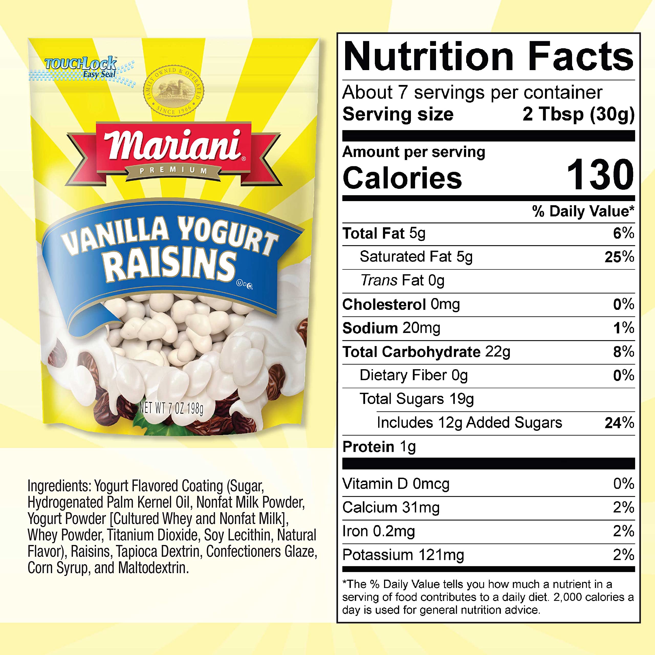 Mariani Vanilla Yogurt Raisins - Healthy Gluten Free Snacks for Kids & Adults - 4oz (Pack of 3) - Perfect for Lunchboxes, Office Snacks & On-the-Go Energy Boost