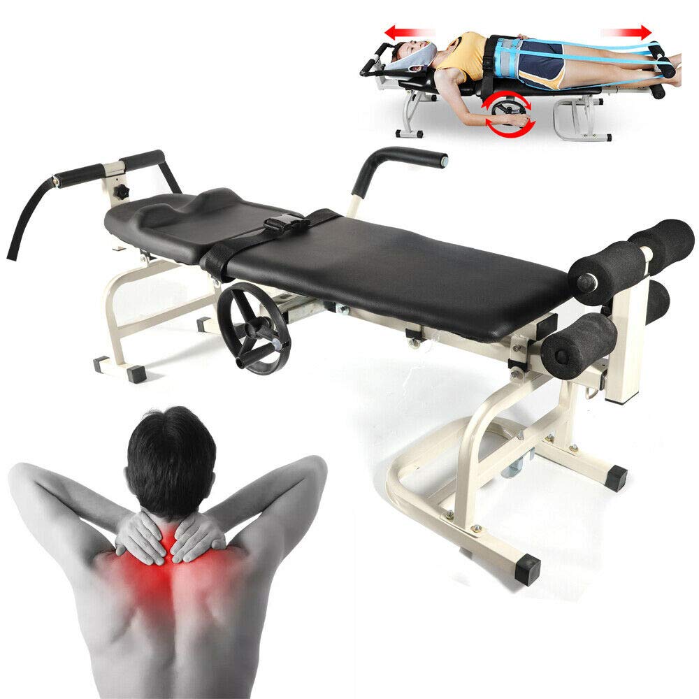 CNCEST Back Stretch Bench for Lumbar Spine & Cervical Traction - Physical Therapy Massage Bed for Back Pain Relief - Ideal for Home Use, Chiropractic Care & Posture Correction