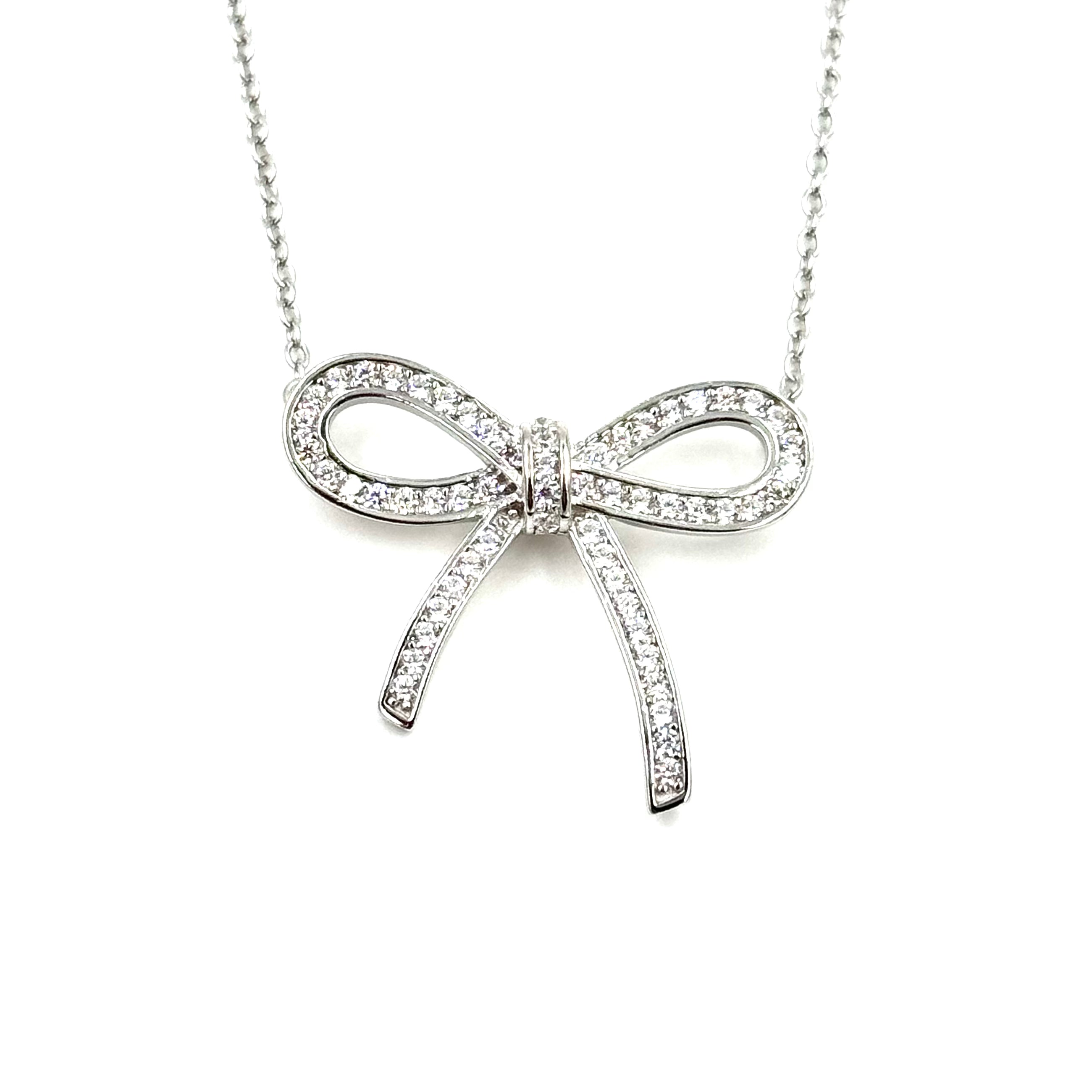 Ashley Gold Sterling Silver CZ Bow Design Necklace - Elegant Jewelry Gift for Women, Perfect for Parties, Weddings & Special Occasions