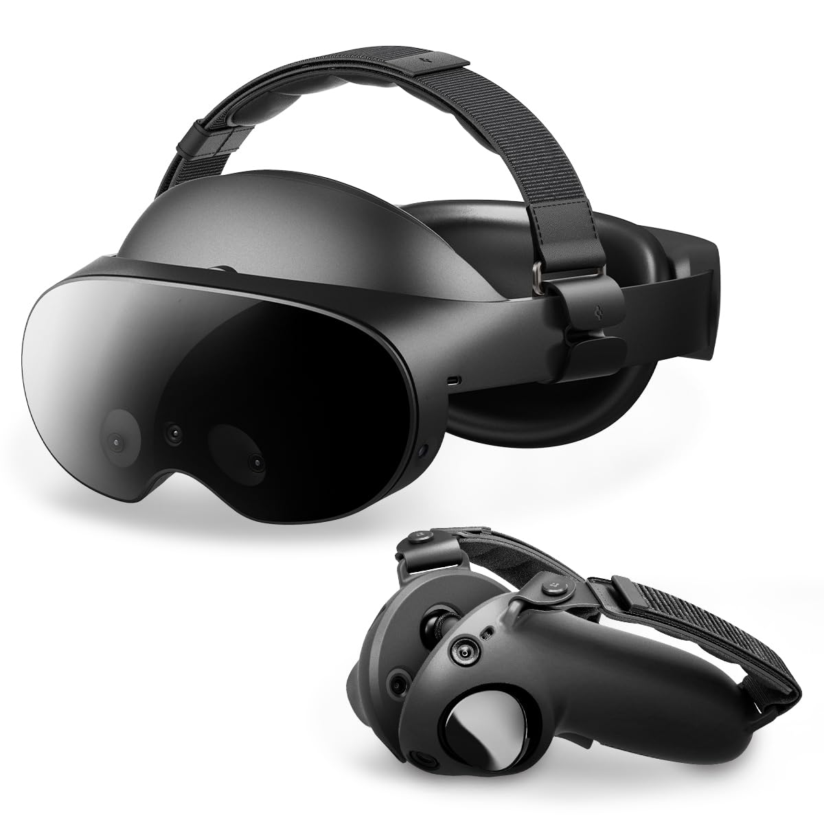 Spigen DR200 Head Strap & Silicone Fit Controller Cover for Meta Quest Pro - Comfortable VR Gaming Accessories for Extended Play Sessions