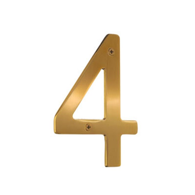 4 3/4 Inch Brushed Brass Address Number Villa - Elegant House Numbers for Mailbox, Front Door & Outdoor Decor