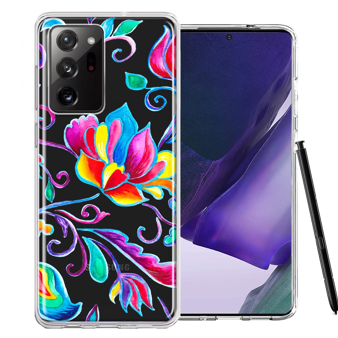 Samsung Galaxy Note 20 Ultra Case - Floral Rainbow Cover for Daily Use