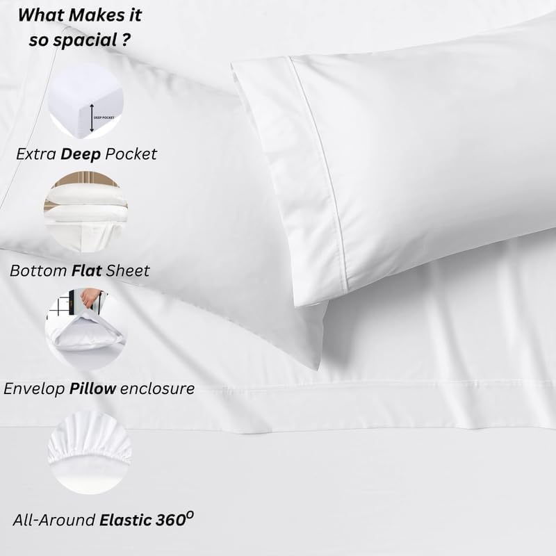 Luxury 4-Piece Egyptian Cotton Bed Sheet Set - Full/Double Size (54