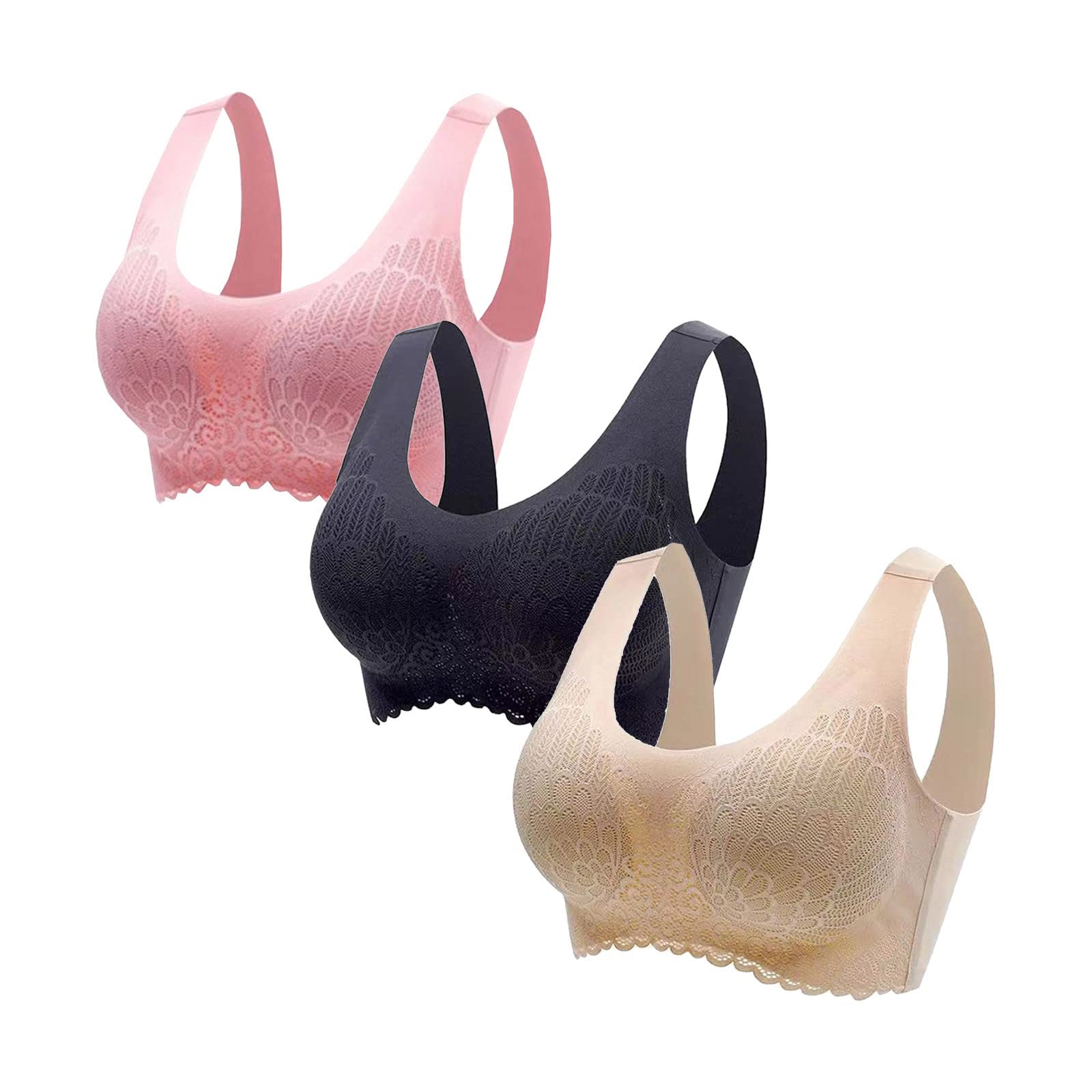 AGUS Women's Sports Bras 3 Pack - Wireless Seamless Comfort Yoga Bras with Removable Pads for Yoga, Gym, Workout & Fitness | Perfect for Running, Pilates & High-Intensity Training