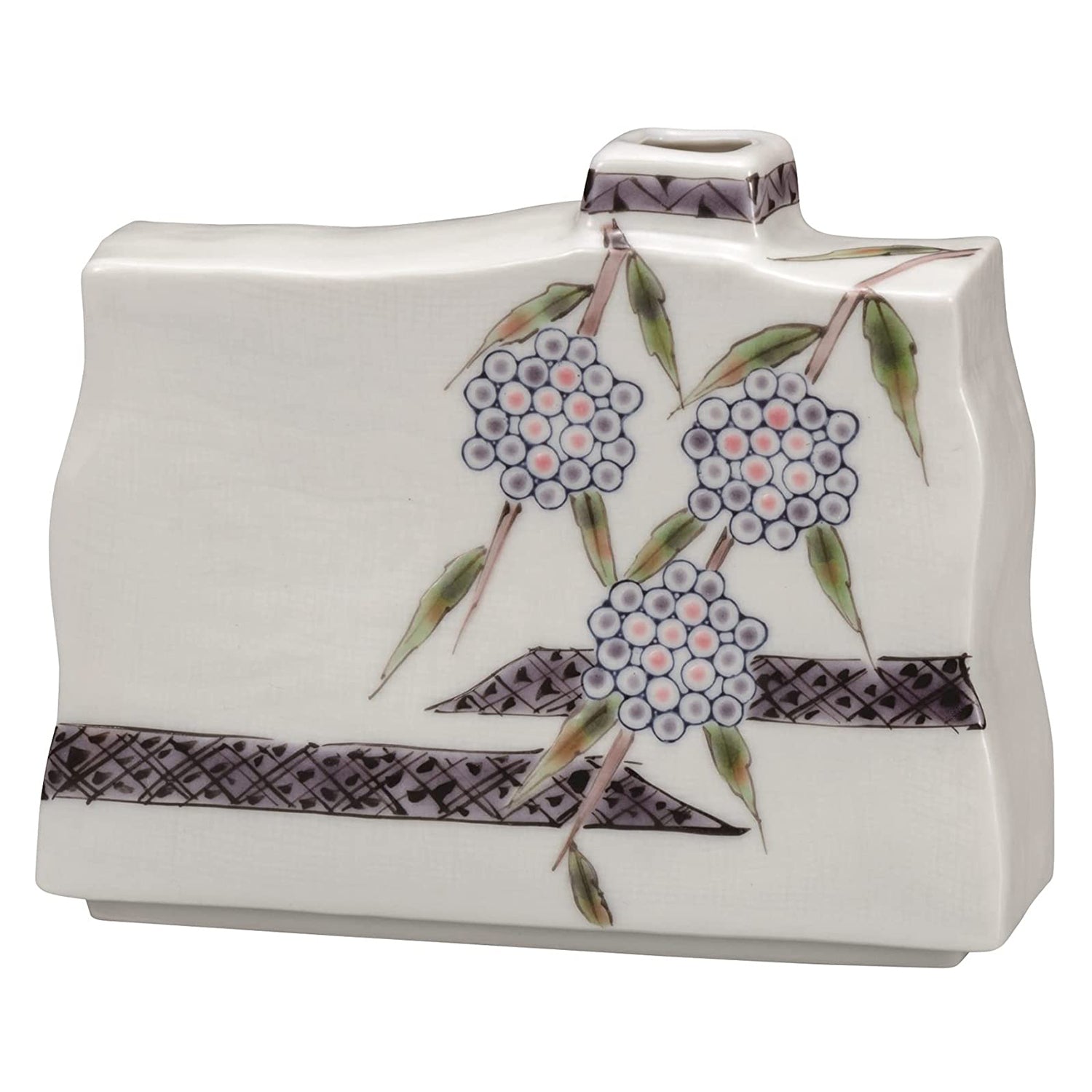 Authentic Kutani Ware Porcelain Single Flower Vase - Handcrafted Japanese Artistry - Perfect for Home Decor, Office Display & Gift Giving