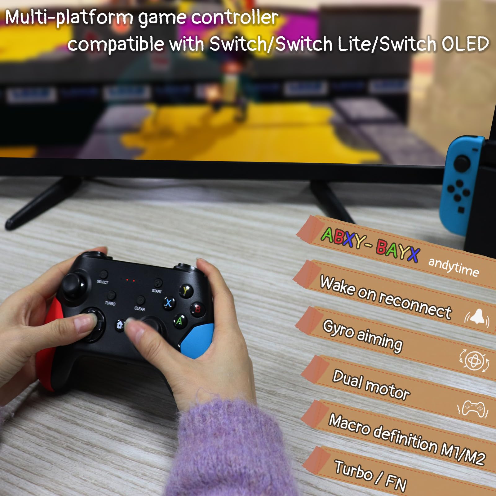 Wireless Bluetooth Controller for iPhone, Android, Switch, PC - Gaming with Dongle & Phone Clip