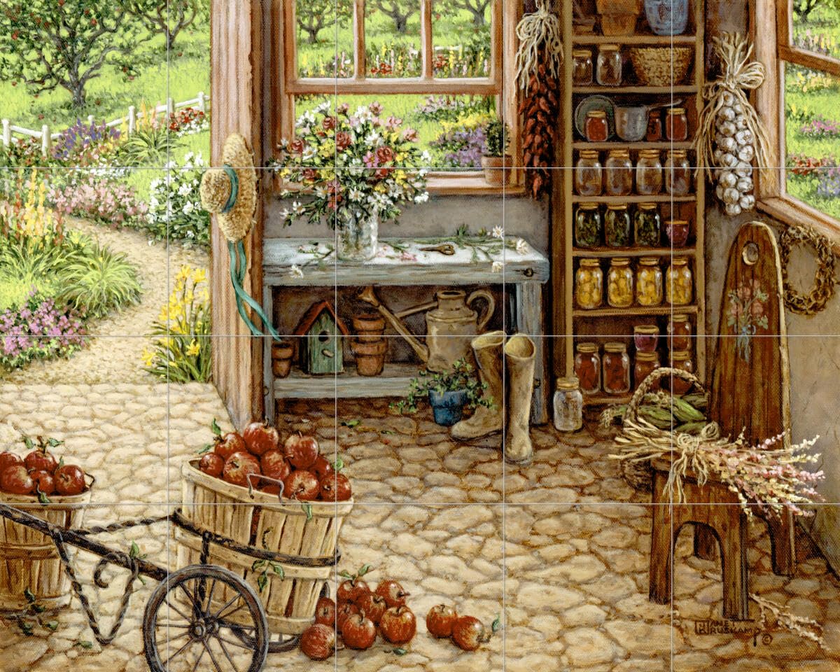 Hand-Painted Ceramic Backsplash Tile Mural - Garden Landscape Design for Kitchen, Bathroom & Shower - Waterproof Peel-and-Stick Wall Decor - Perfect for Home Renovation & DIY Projects