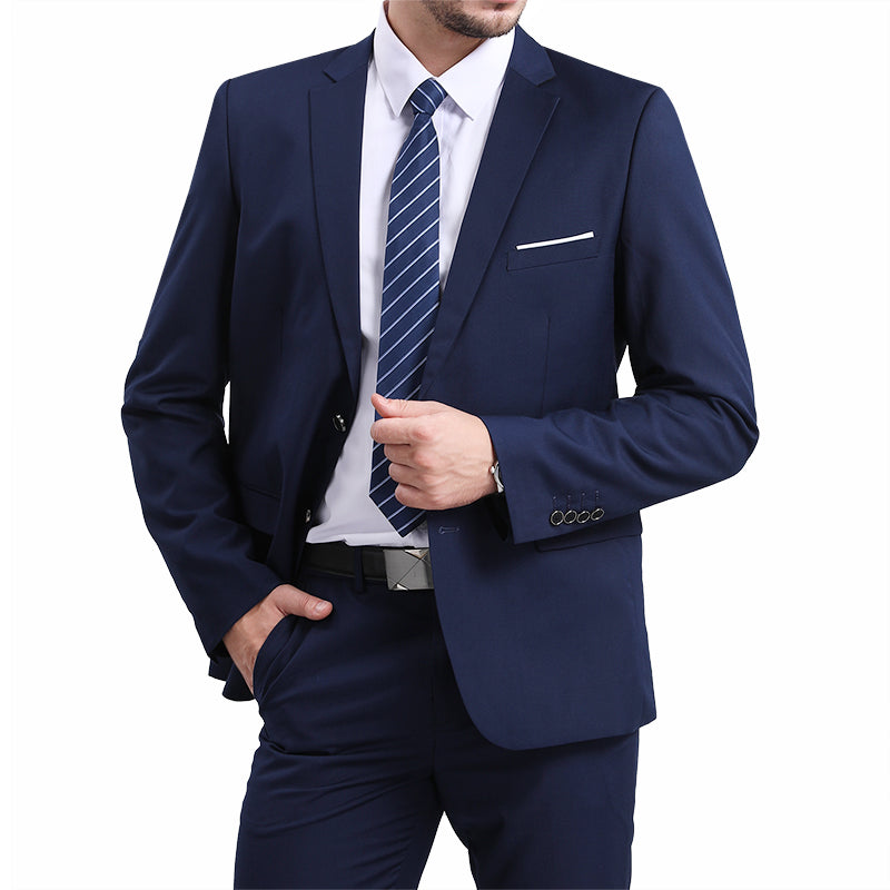 Classic Blue Blazer for Men - Slim Fit Two Button Formal Jacket for Business, Office & Wedding Occasions