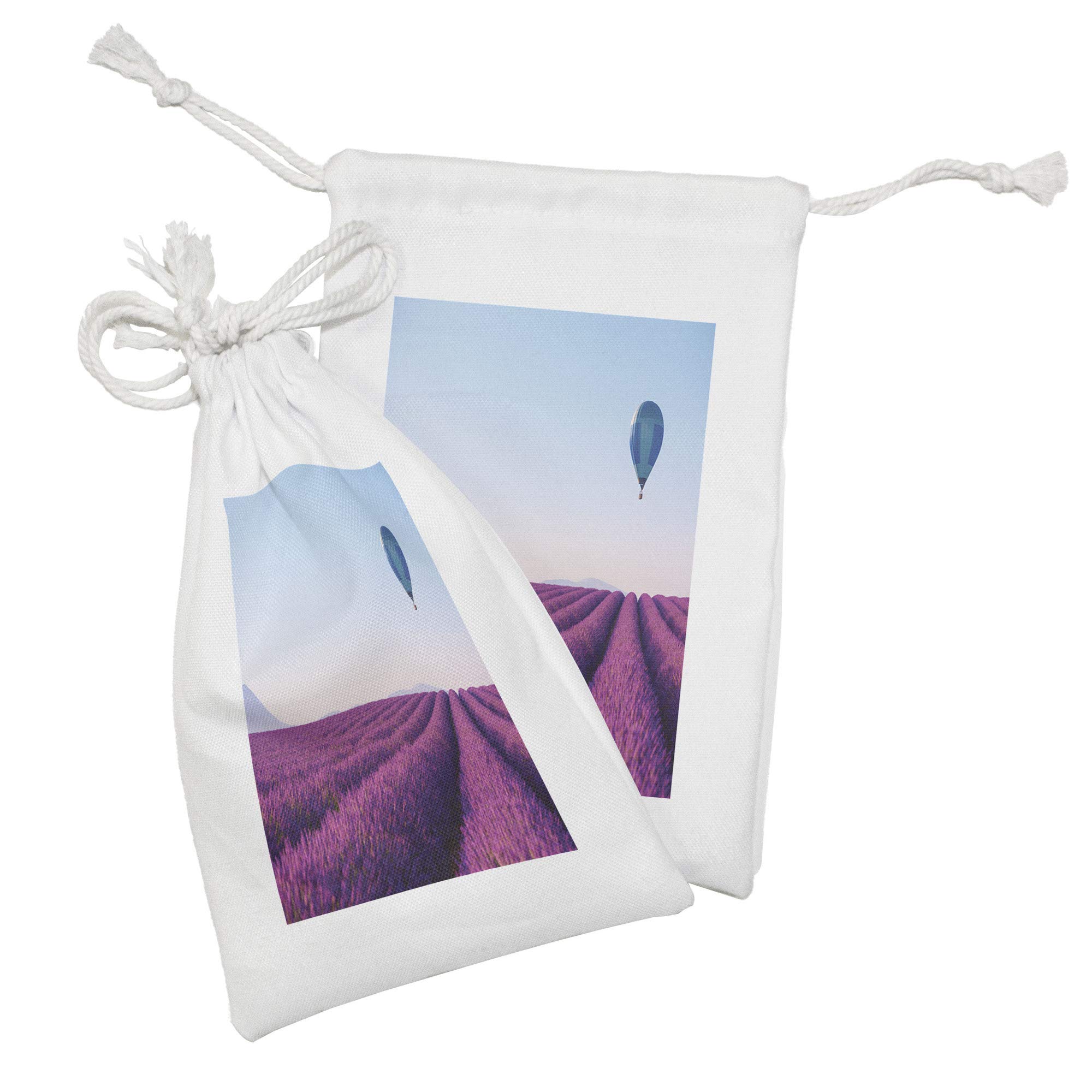 Ambesonne 2-Pack Lavender Flower Field Drawstring Pouch Set - 9