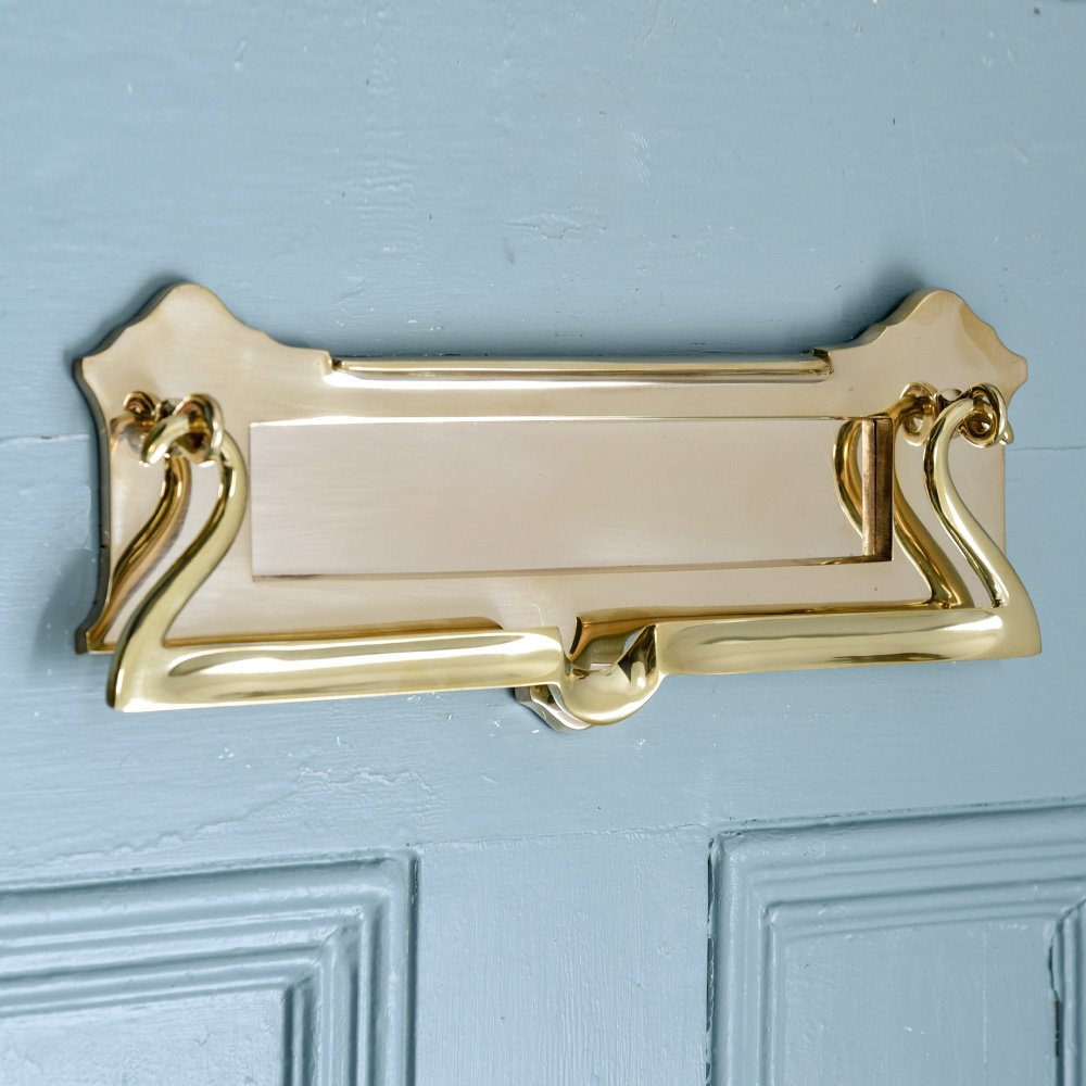 Polished Brass Postal Letterplate - Elegant Mail Slot for Front Door - Perfect for Home, Office & Vintage Decor