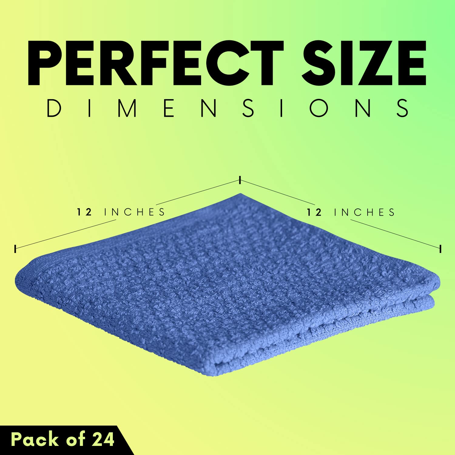 24-Pack Multicolor Cotton Washcloths - Soft, Absorbent & Reusable 12x12 Inch Multipurpose Cleaning Cloths for Kitchen, Bathroom, Face & Body Care | Ideal for Spa, Baby Care & Household Cleaning