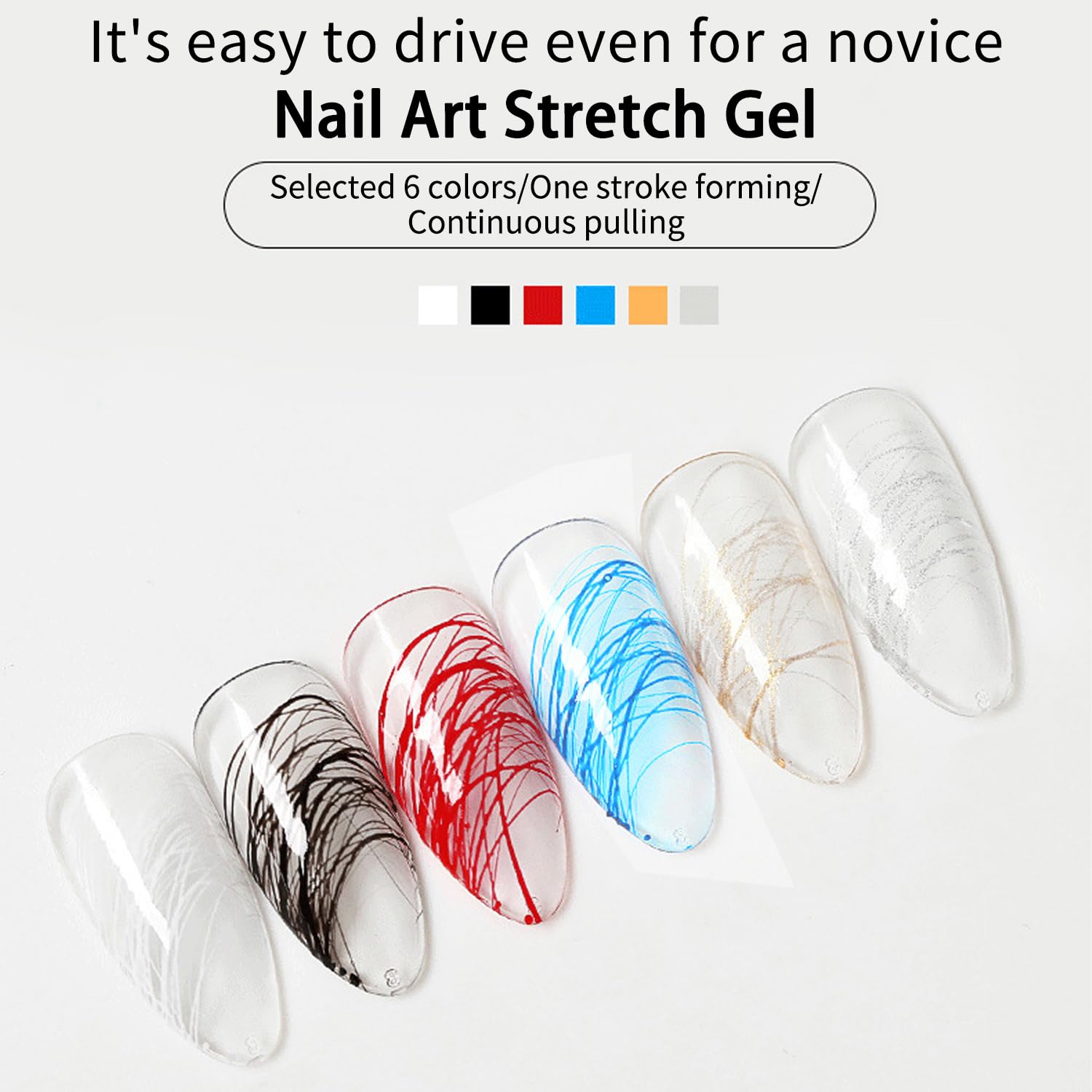 Spider Nail Gel 5g/0.18oz - Professional Nail Art Drawing Gel Set for Wire Line Designs - Includes White & Black Colors with Nail Art Brushes - Perfect for Salon, DIY Manicures & Creative Nail Designs
