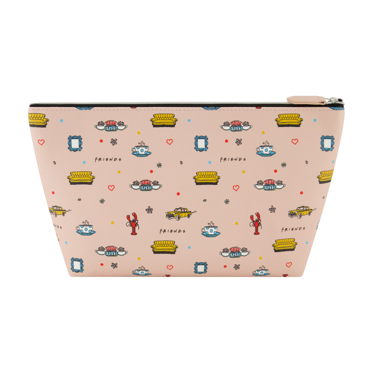Friends Themed All Over Print Beige Cosmetic Bag - Travel Makeup Organizer for Women, Perfect for Gifts, Parties & Daily Use