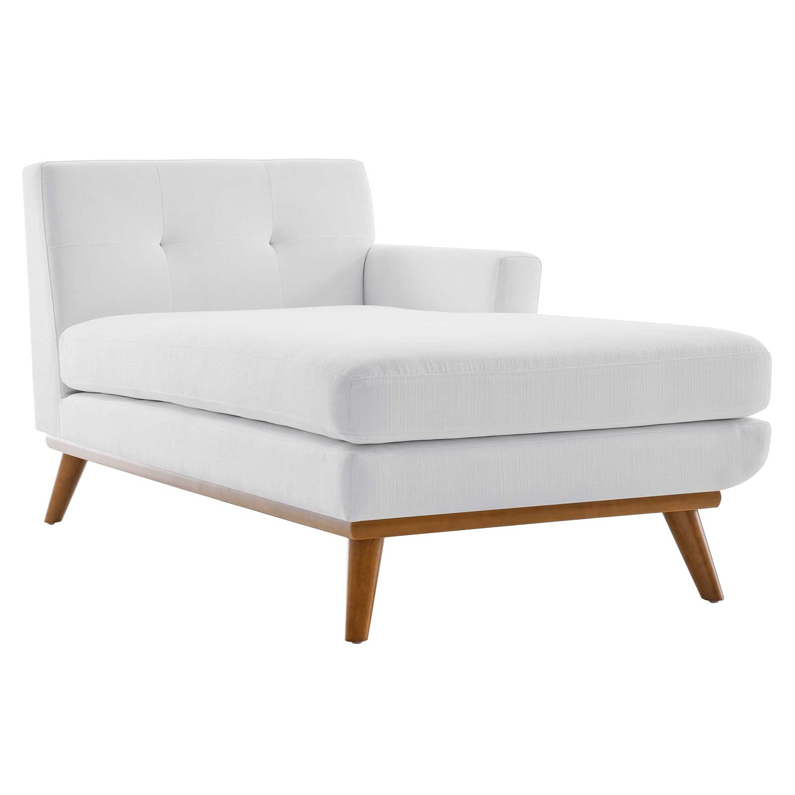 Modway Engage Upholstered Fabric Right-Facing Sectional Sofa in White - Modern Living Room Furniture for Small Spaces & Apartments