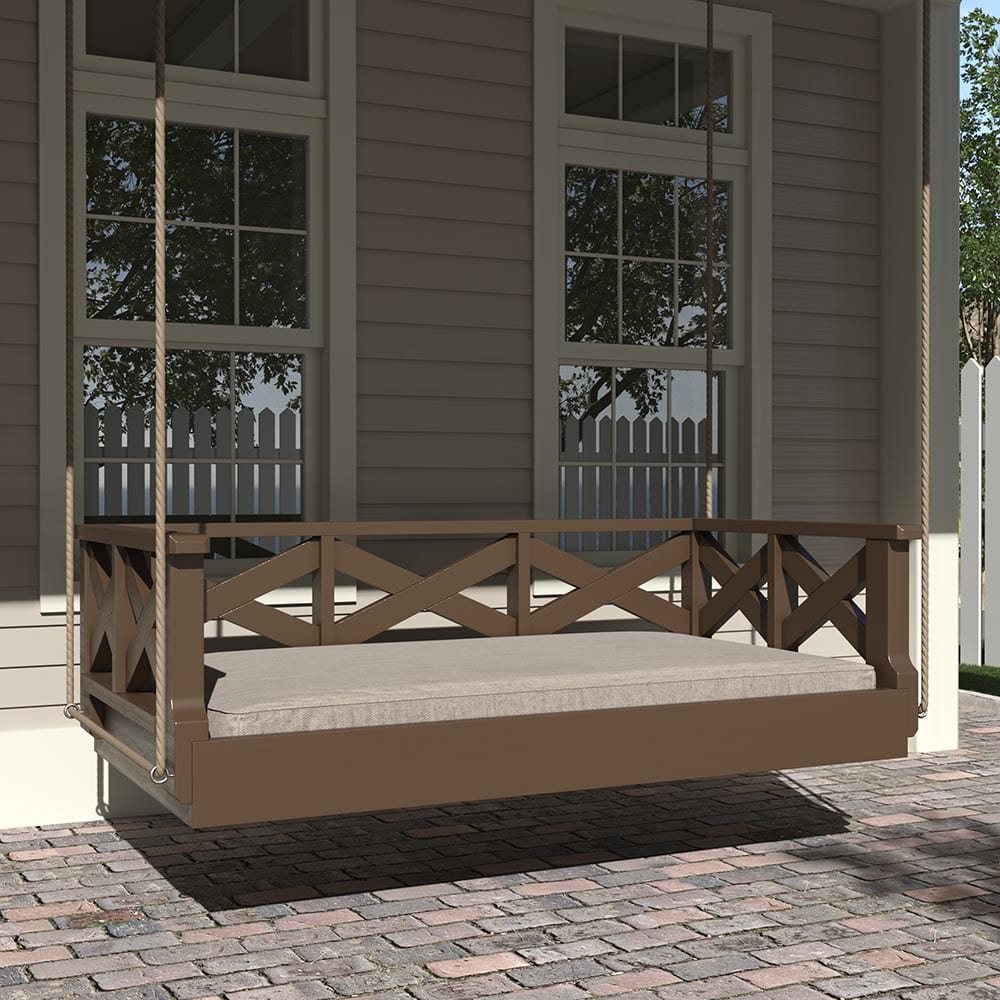 Magnolia Swing Co. Twin Size Cypress Wood Daybed Swing - Perfect for Porch, Patio, Garden & Backyard Relaxation