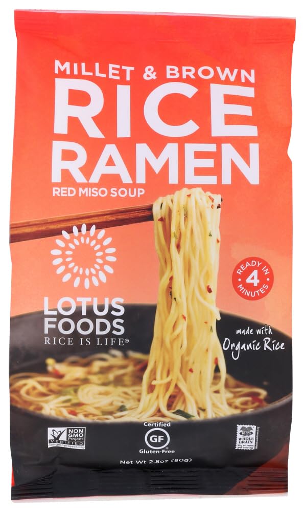Organic Millet & Brown Rice Ramen Soup Mix by Lotus Foods - 2.8 oz (2-Pack) | Quick & Healthy Asian Noodle Meal for Lunch, Dinner or Snacking