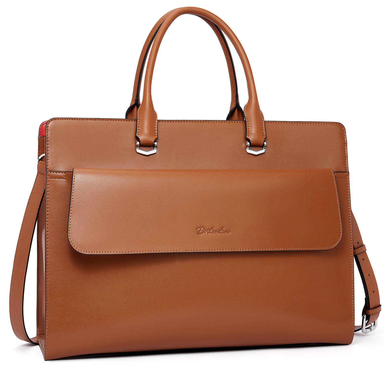 BOSTANTEN Women's Leather Laptop Briefcase - 15.6 Inch Professional Business Messenger Bag for Office, Work & Travel - Stylish Shoulder Bag for Women Executives (Perfect for Business Meetings, Daily Commute & Work Trips)