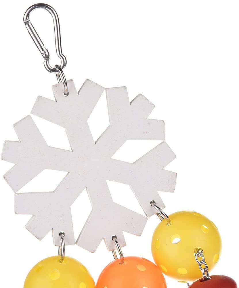 Colorful Wooden Bird Chewing Toy with Bells - Climbing Swing Hanging Training Exercise Toy for Parakeets, Cockatiels, Cockatoos, Finches, Budgies & African Greys - Perfect Cage Biting Toy for Mental Stimulation & Playtime Fun