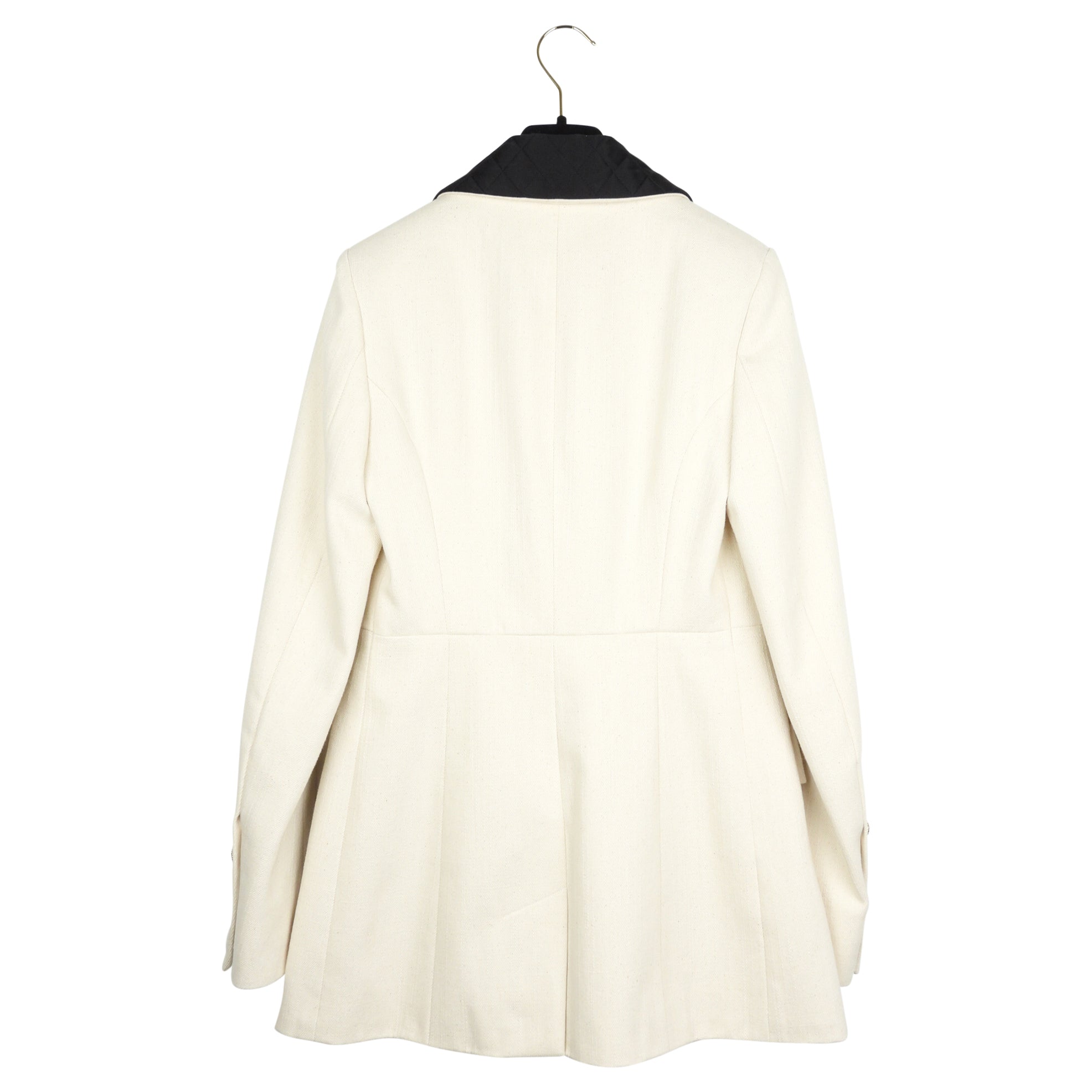 Chanel 21S Ecru Cotton Jacket with Silk Satin Bow Accents - Size FR38 | Luxury Women's Outerwear for Parties & Special Occasions