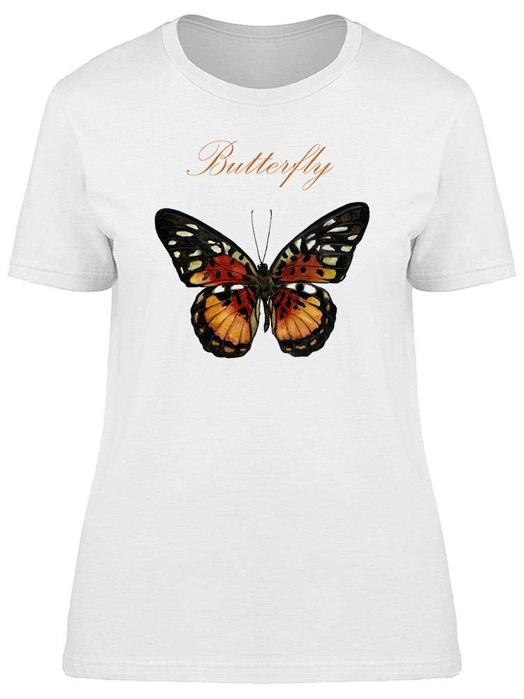 Women's Red Tropical Butterfly Graphic T-Shirt - Soft Cotton Casual Tee for Summer Outfits & Beach Vacations