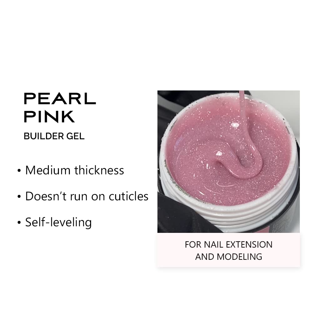Sincero Salon Pearl Pink Builder Gel for Nails - 15ml Hard Gel Extension & Nail Strengthener for Weak Nails - LED/UV Curable Builder Gel for Nail Repair & Forms - Perfect for Salon & Home Manicures