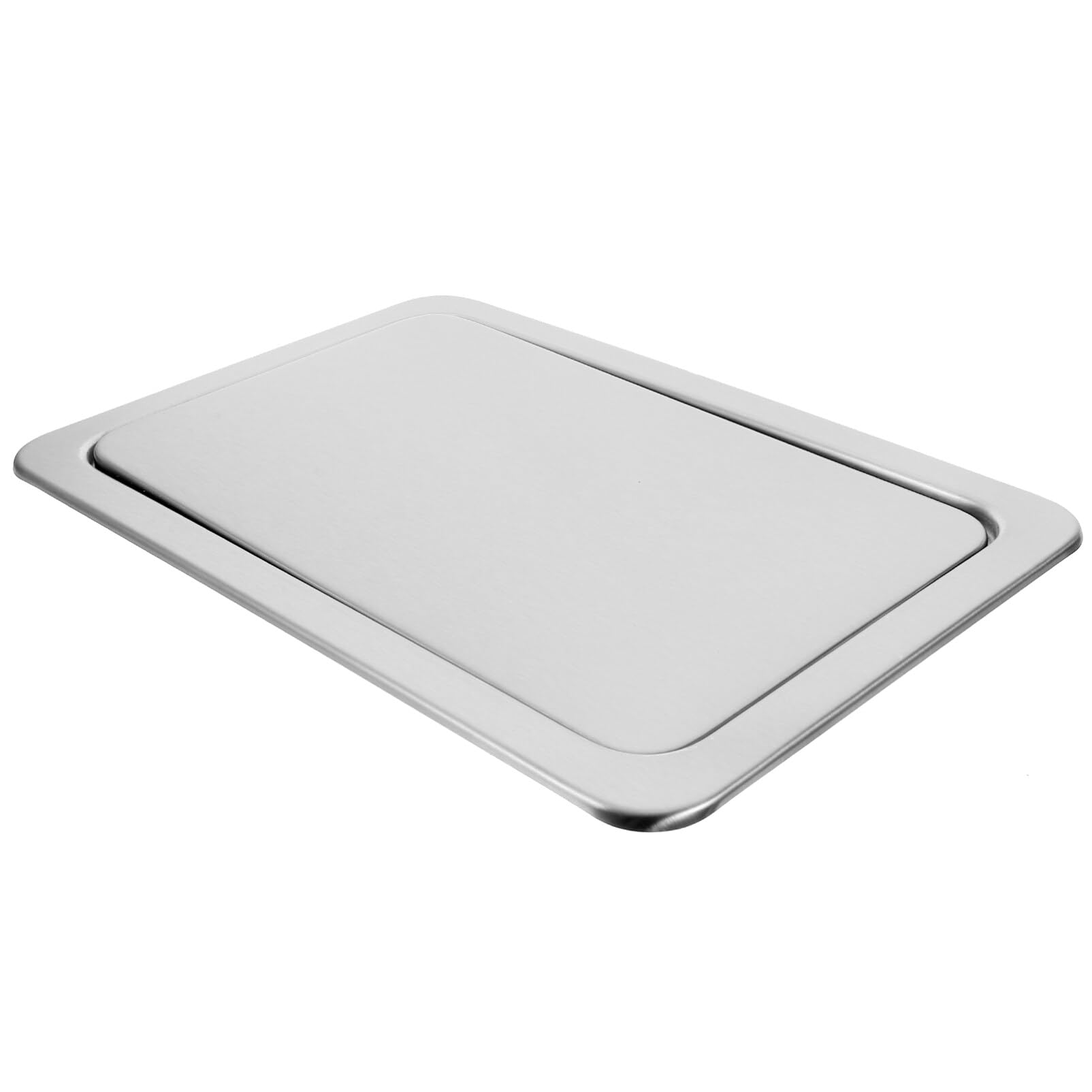 Zerodeko Stainless Steel Waste Chute Lid - Square Trash Can Replacement Cover with Swing Design, 430 Stainless Steel Clamshell Construction - Perfect for Kitchen, Bathroom & Outdoor Garbage Bins