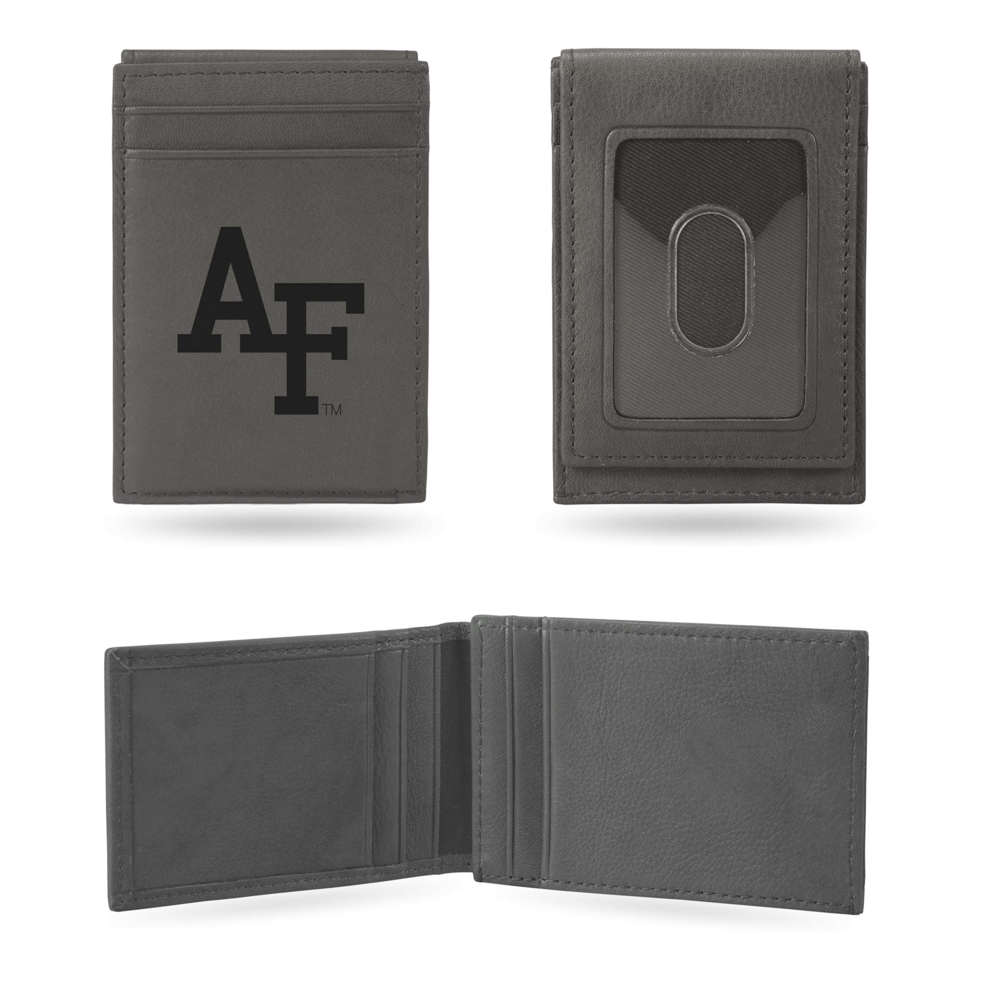 NCAA Air Force Academy Falcons Gray Laser Engraved Slim Front Pocket Wallet - Compact & Comfortable RFID Blocking Bifold Wallet for Men - Perfect for Game Day, Military Gifts & Everyday Carry