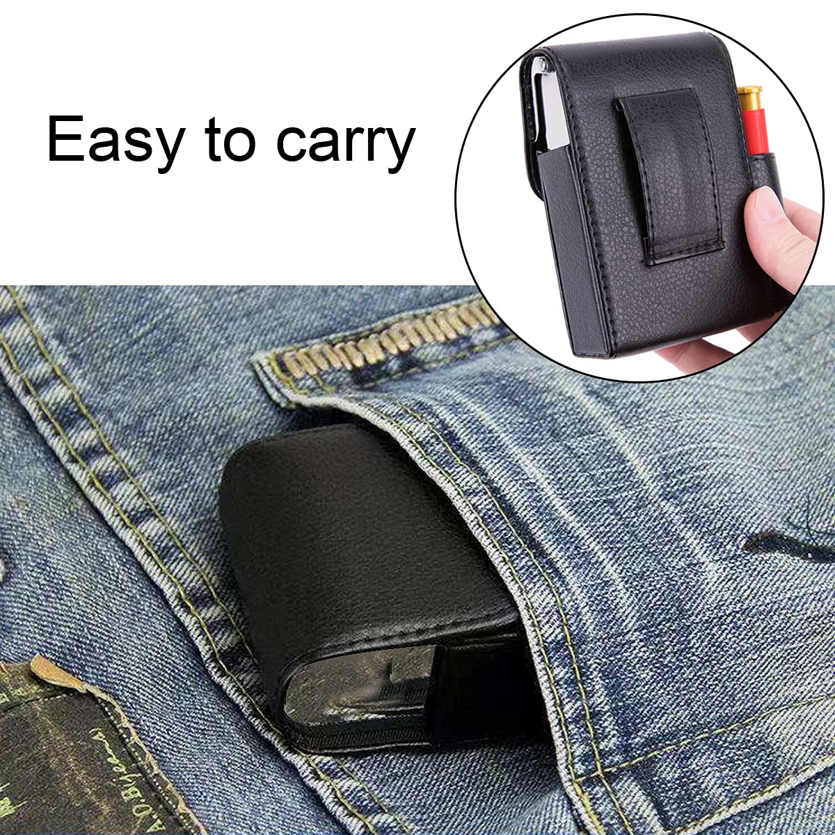 Lychee Pattern PU Leather Cigarette Organizer Case with Lighter Holder - Portable Cigarette Box for Men & Women | Perfect for Travel, Parties & Daily Storage