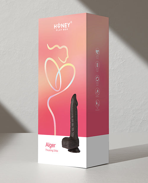Alger 8 Inch Thrusting Dildo - Realistic Black Silicone Adult Toy for Men & Women - Perfect for Solo Play, Couples & BDSM Scenes