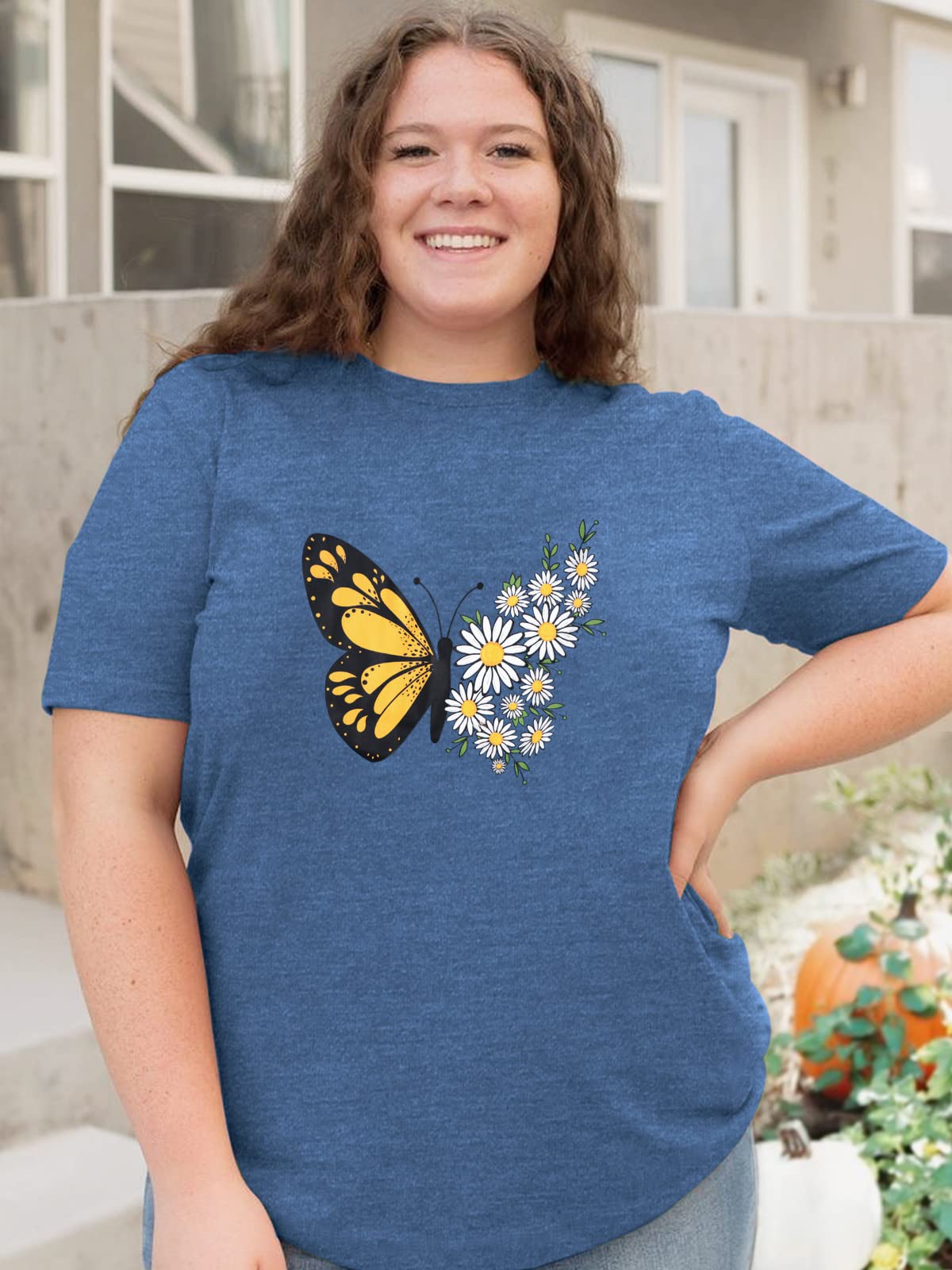HDLTE Women's Plus Size Casual Short Sleeve Graphic Tee Shirts - Oversized Comfort Fit Tops for Everyday Wear, Lounge & Street Style Outfits