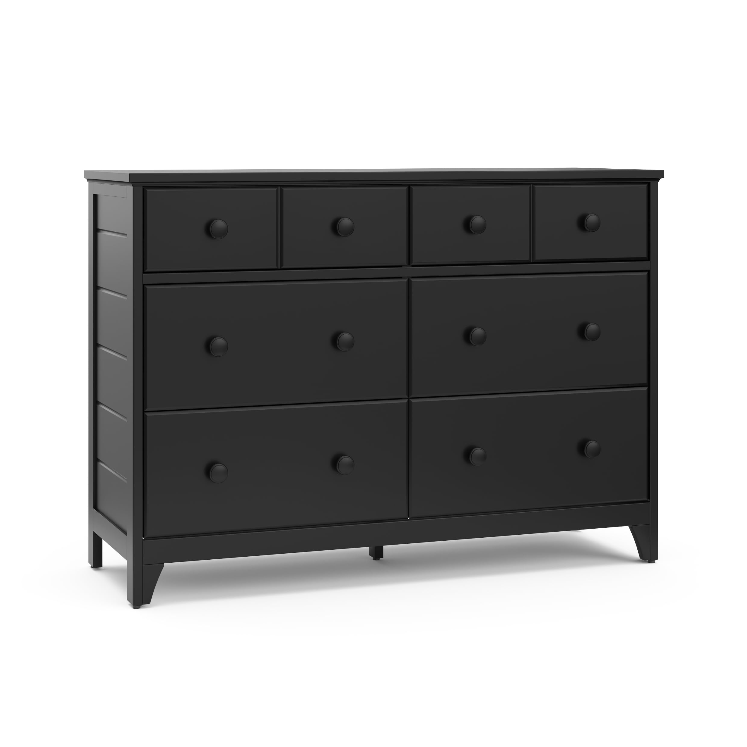 Storkcraft Moss 6-Drawer Double Dresser in Black - GREENGUARD Gold Certified Wooden Dresser for Nursery & Kids Room, 6-Drawer Storage Organizer, Chest of Drawers for Baby Clothes & Toys Organization