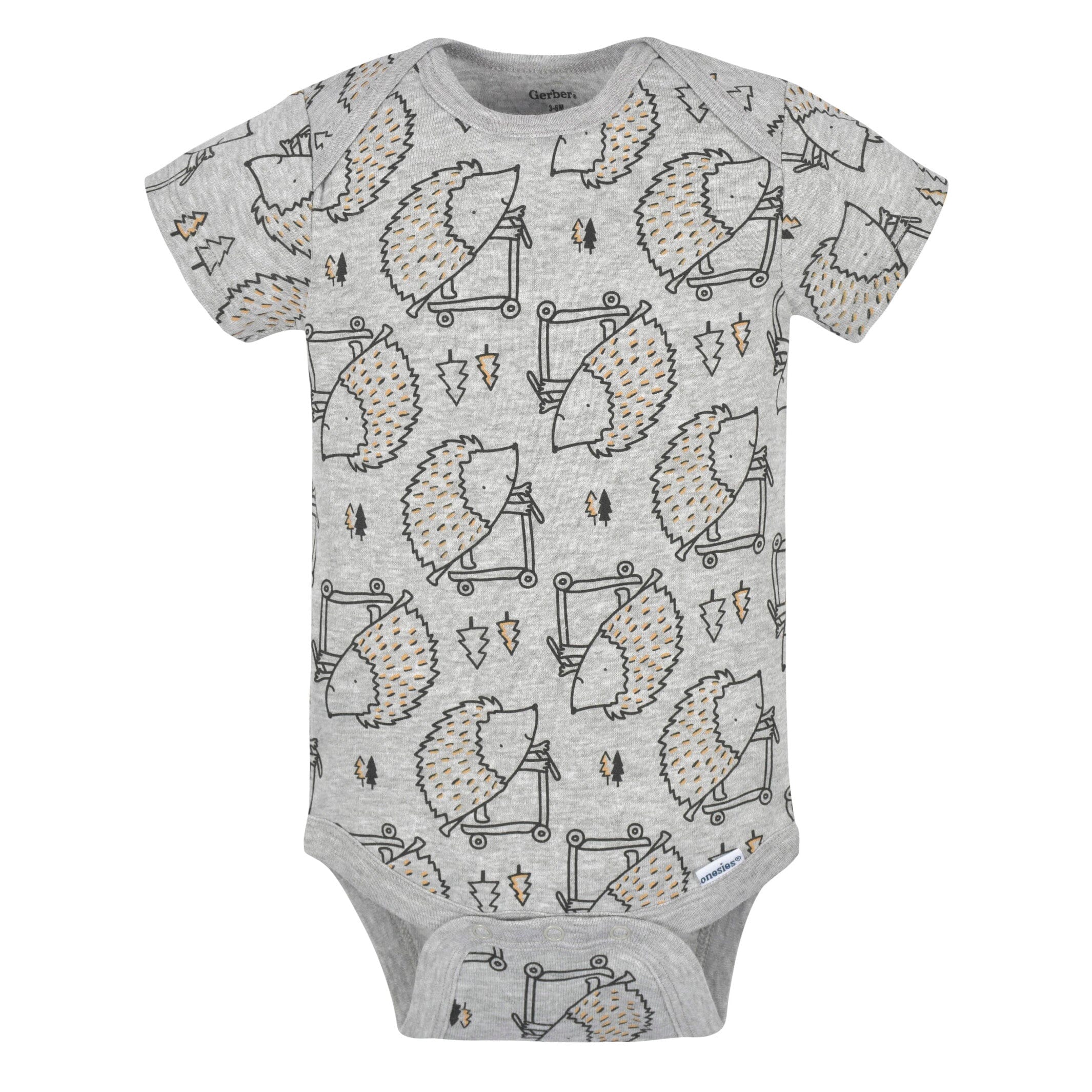 3 Pack Baby Boys Hedgehog Short Sleeve Onesies® Bodysuits - Cute Animal Print Outfits for Newborns & Infants - Perfect for Playtime, Daycare & Photo Shoots