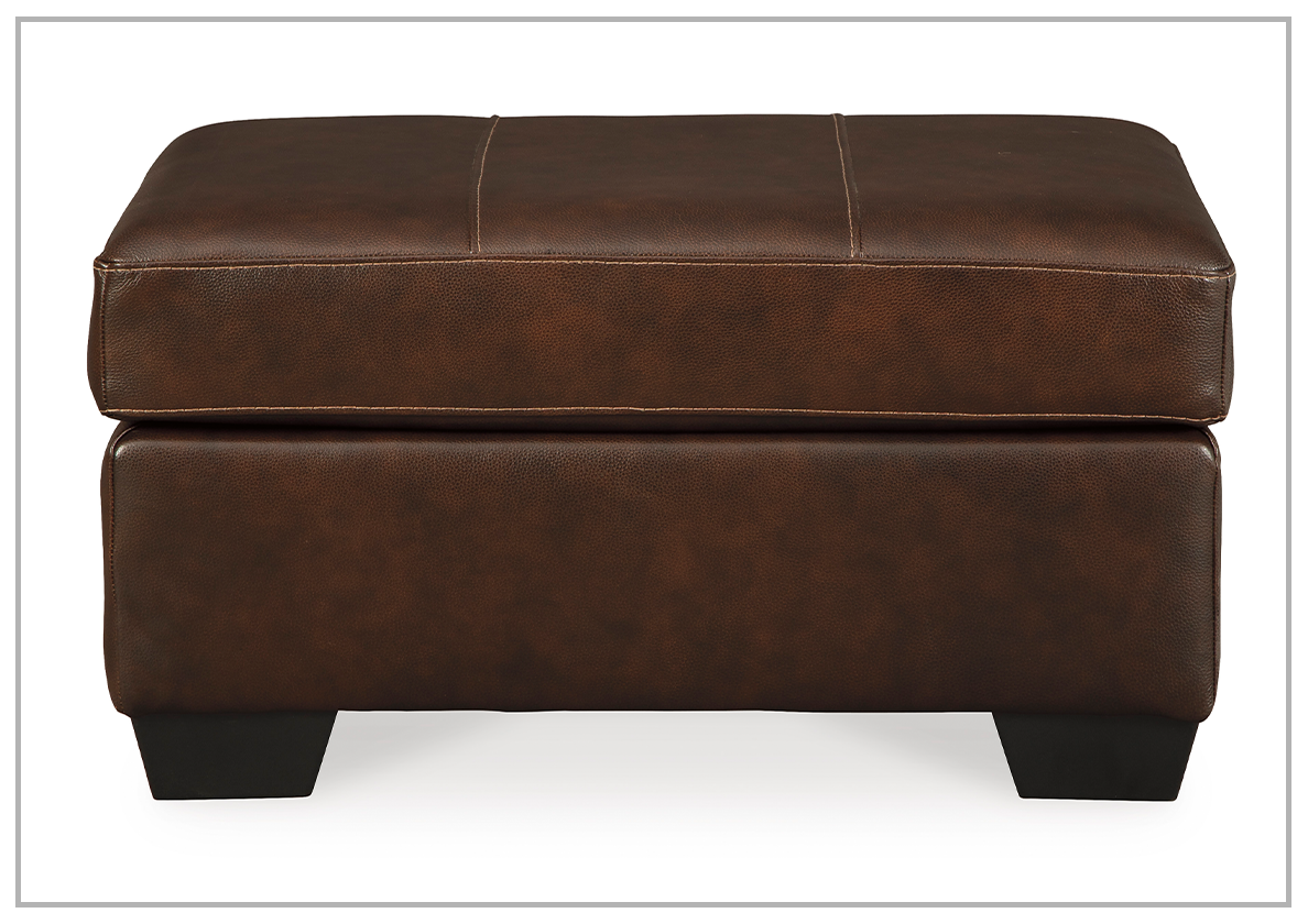 Gio Italia Mayan Series Leather Ottoman - Gray & Chocolate Brown Footstool, Storage Bench | Perfect for Living Room, Bedroom & Home Decor