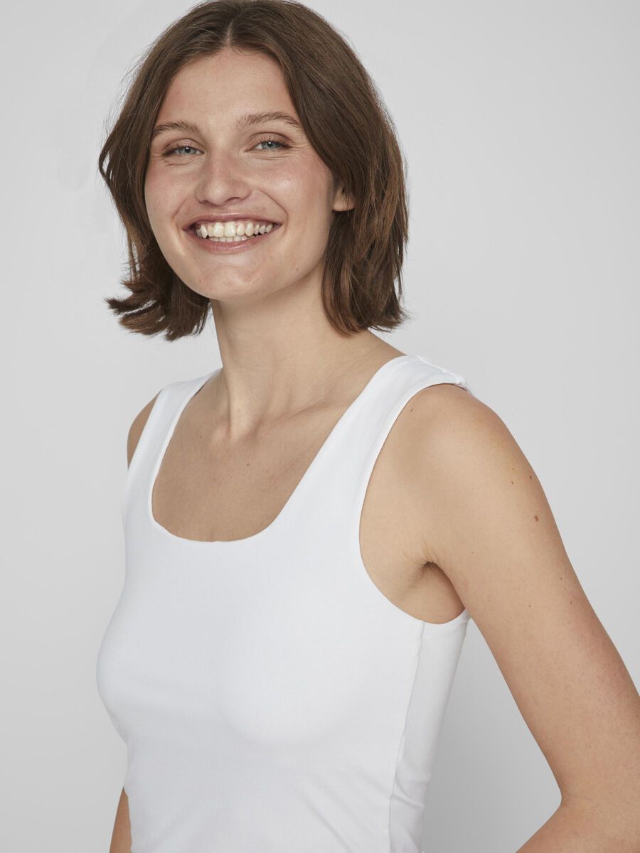 Kennza O Neck Tank Top for Women - Soft Stretchy Camisole Tops (Optical Snow) - Perfect for Yoga, Workout, and Casual Wear