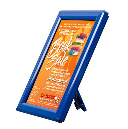 5x7 Countertop Sign Frame - Blue Snap Frame with Built-in Easel & Wall Mount | Perfect for Retail Displays, Restaurant Menus & Promotional Signage