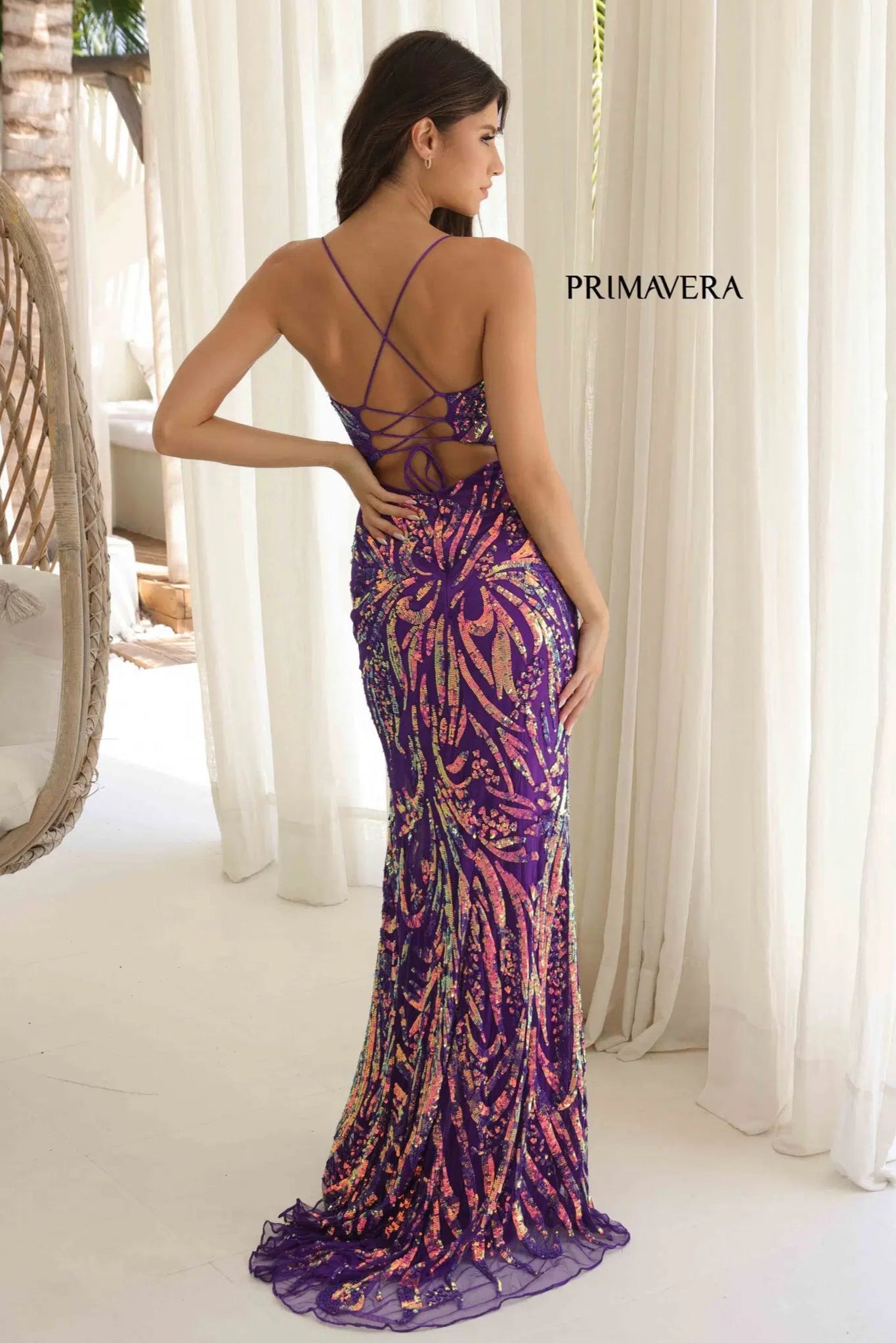 Primavera Sequin & Beaded Long Gown for Women - Elegant Evening Dress for Prom, Gala, and Special Occasions